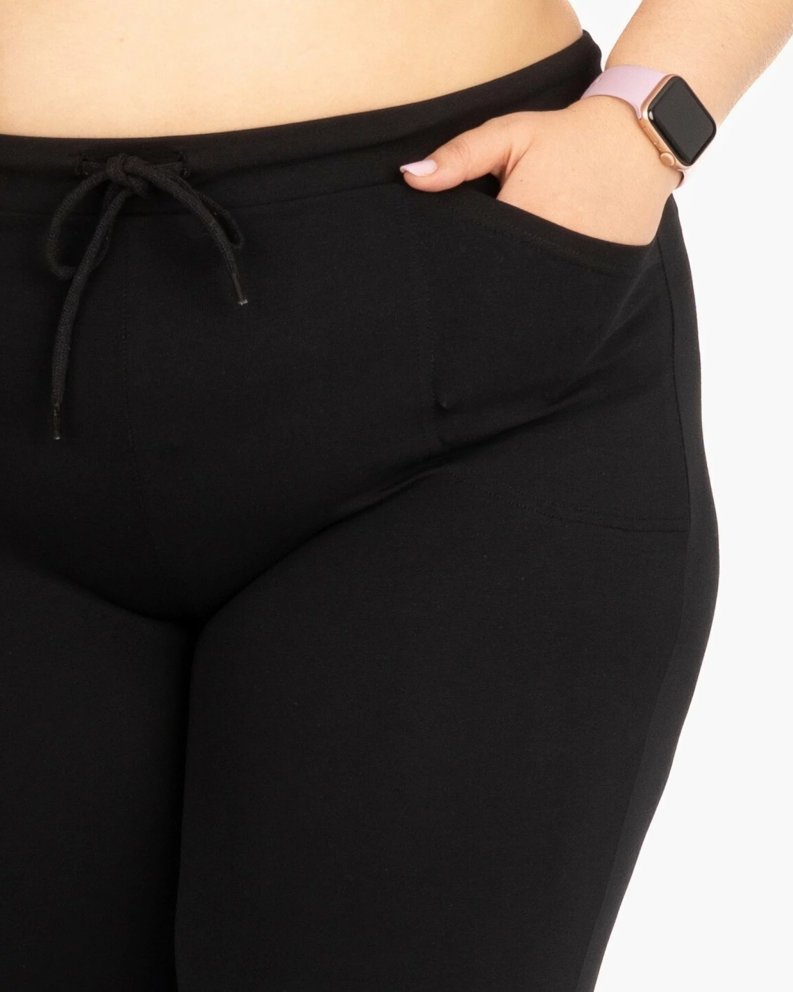 Pantaloni negri mărimi mari vară buzunare aplicate