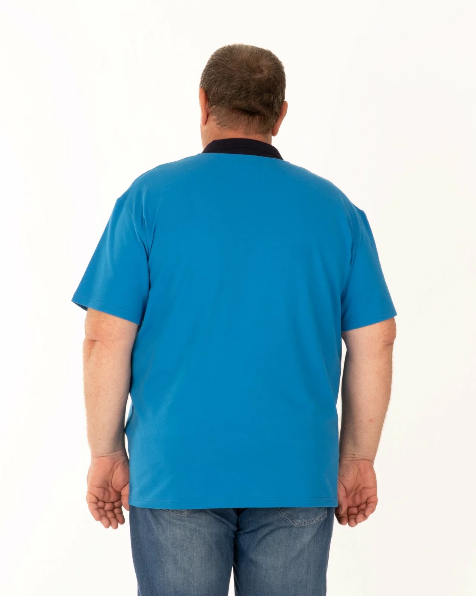 Tricou polo pique mărimi mari albastru din bumbac