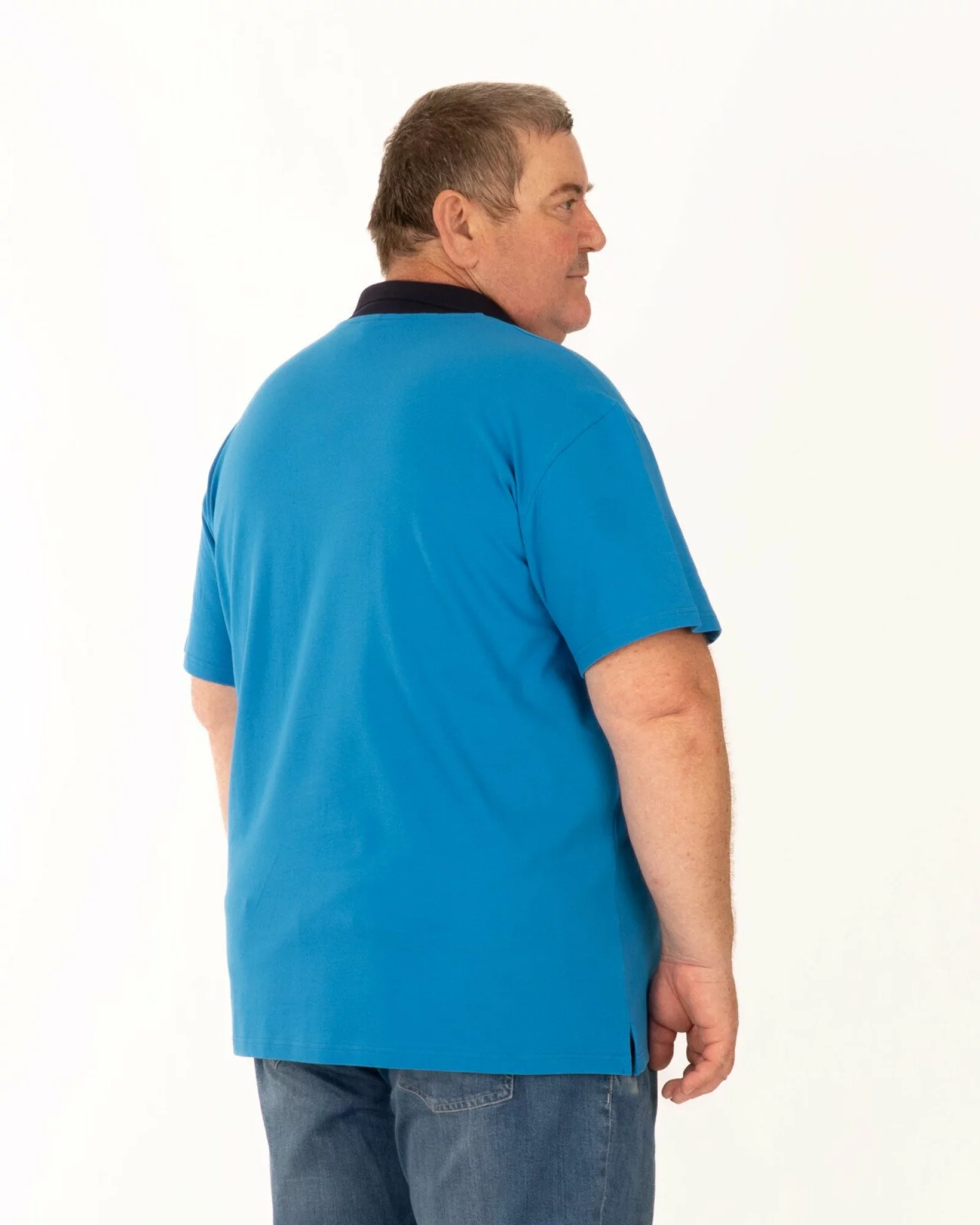 Tricou polo pique mărimi mari albastru din bumbac