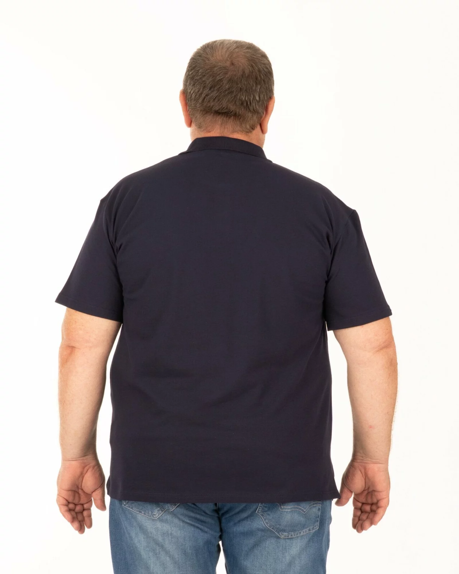 Tricou polo pique mărimi mari bleumarin din bumbac