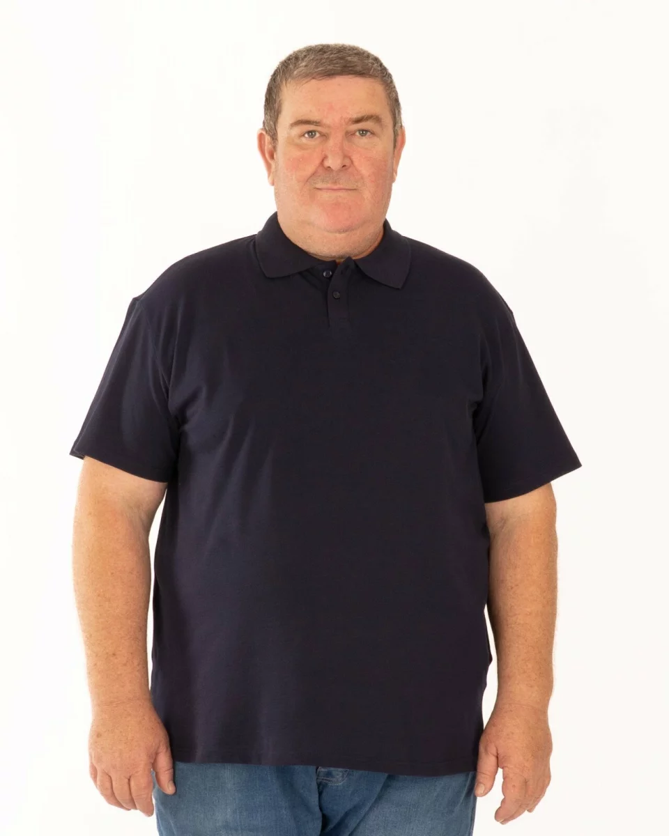 Tricou polo pique mărimi mari bleumarin din bumbac