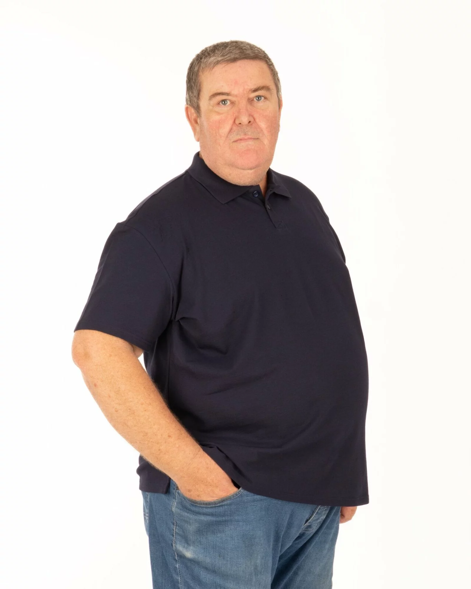 Tricou polo pique mărimi mari bleumarin din bumbac