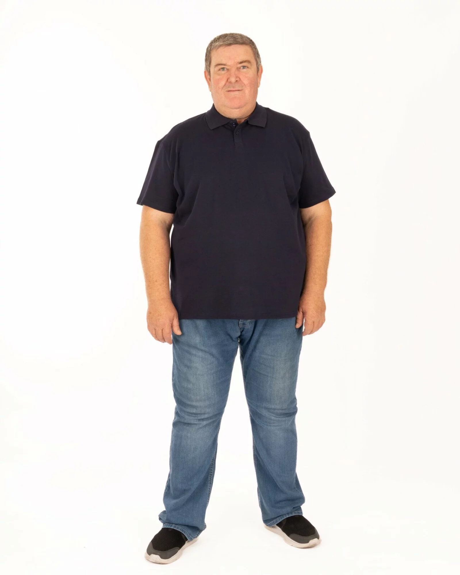 Tricou polo pique mărimi mari bleumarin din bumbac