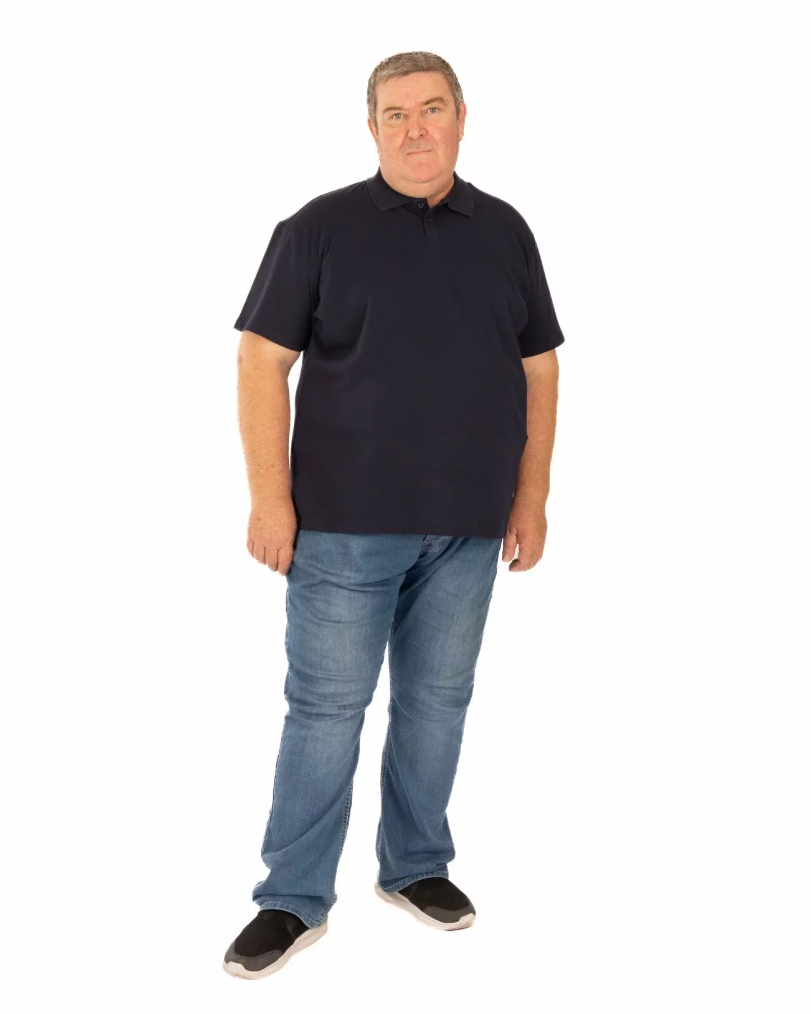 Tricou polo pique mărimi mari bleumarin din bumbac