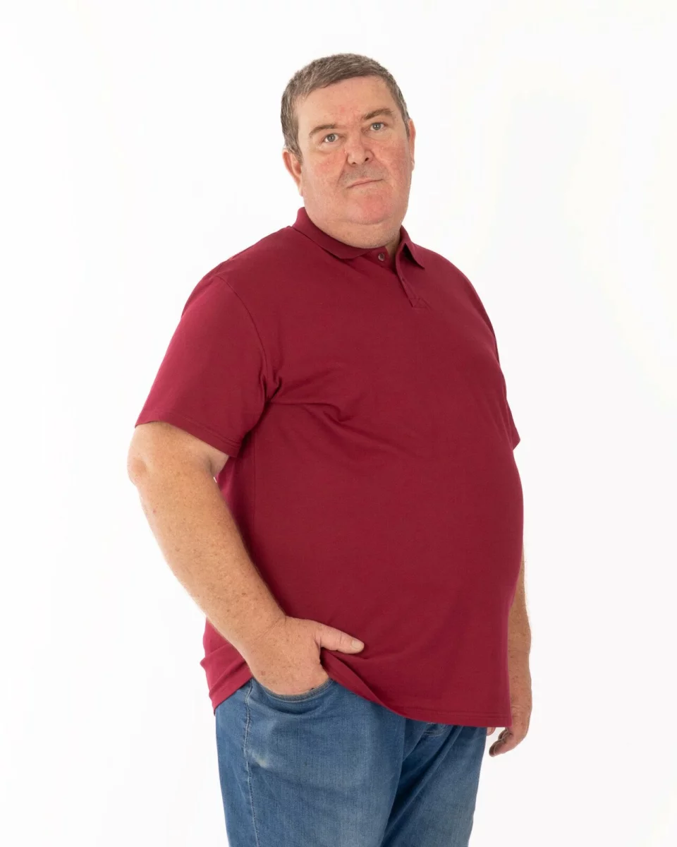 Tricou polo pique mărimi mari bordo din bumbac