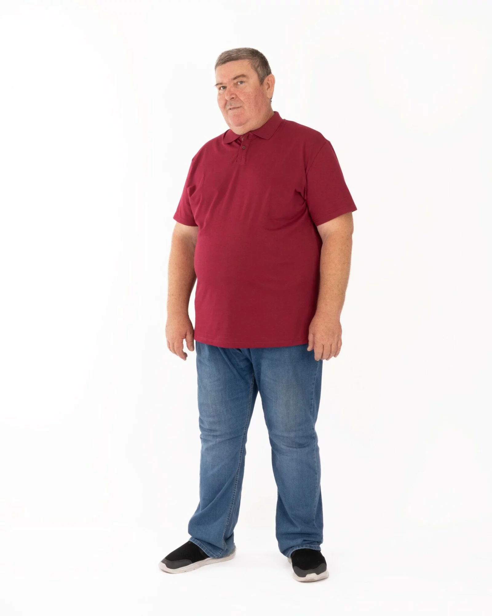 Tricou polo pique mărimi mari bordo din bumbac
