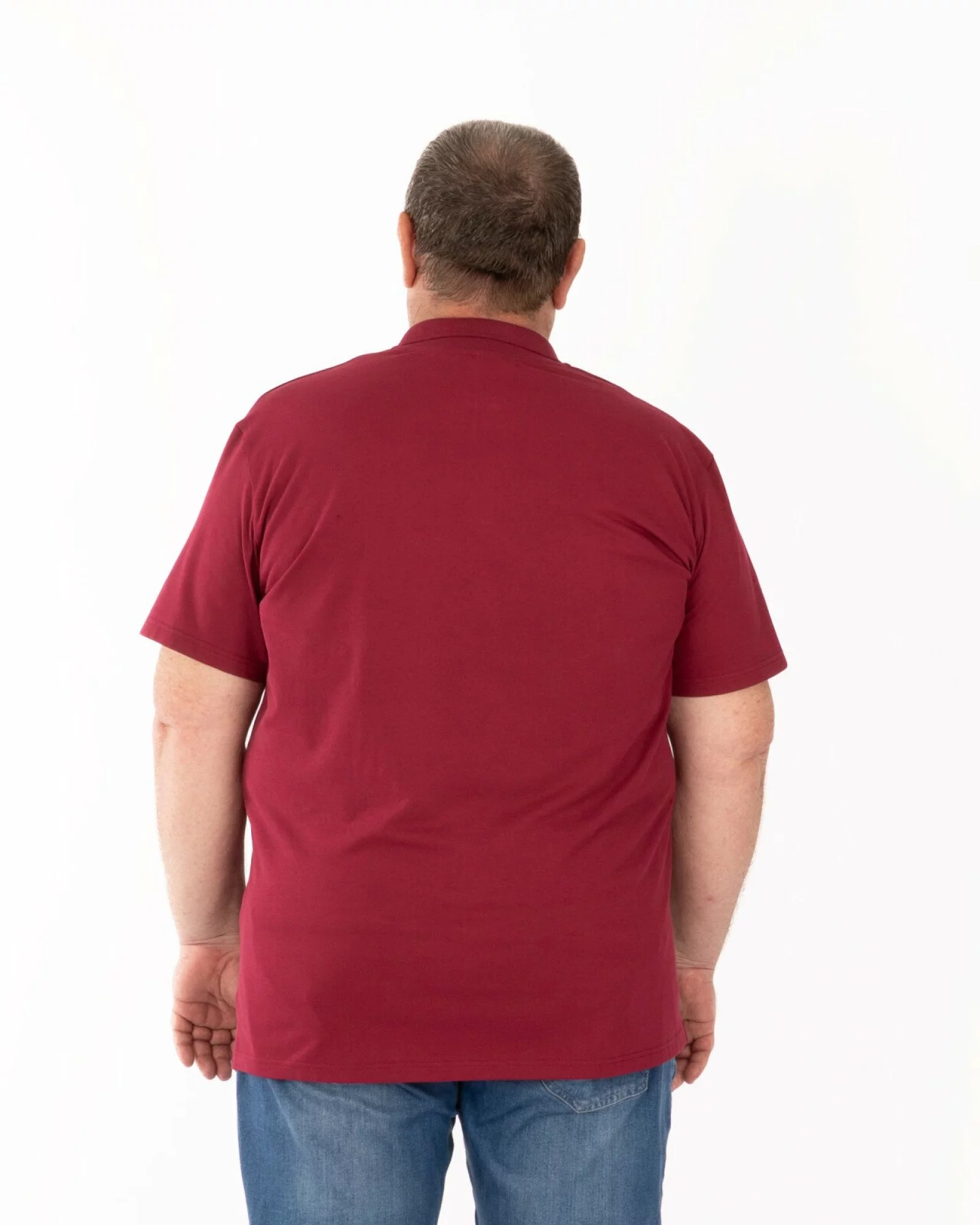 Tricou polo pique mărimi mari bordo din bumbac
