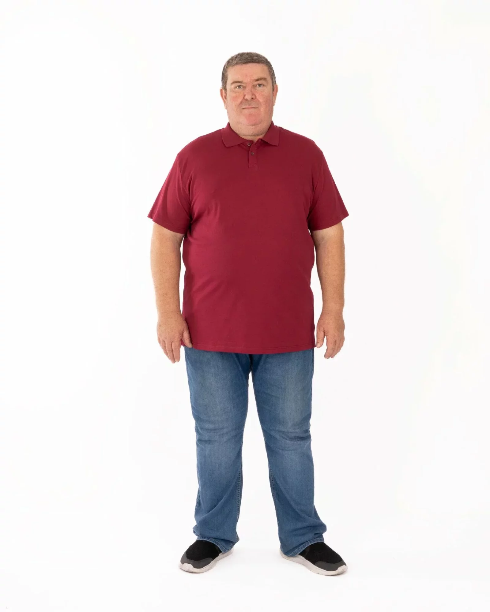 Tricou polo pique mărimi mari bordo din bumbac