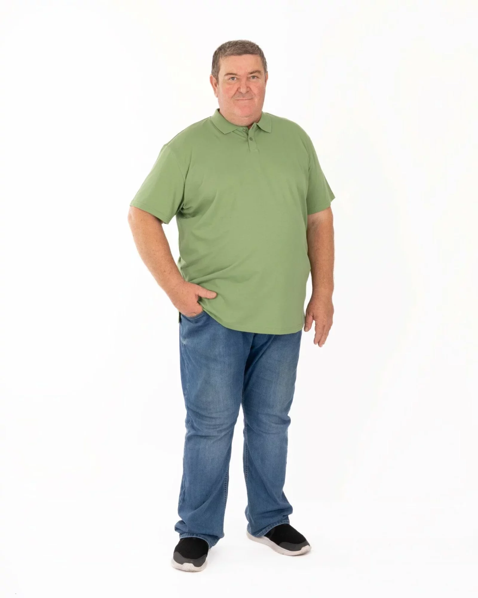 Tricou polo pique mărimi mari kaki din bumbac