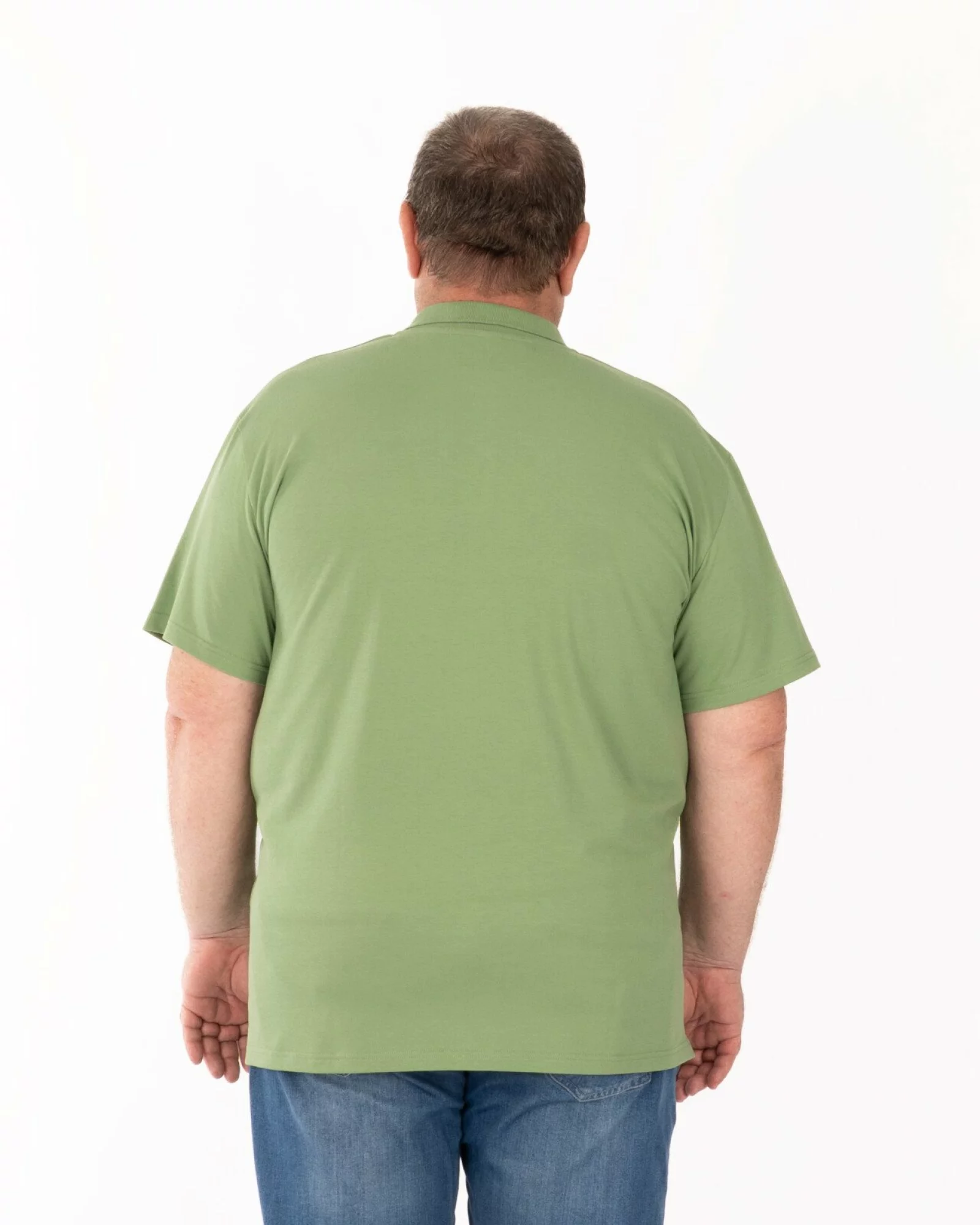Tricou polo pique mărimi mari kaki din bumbac