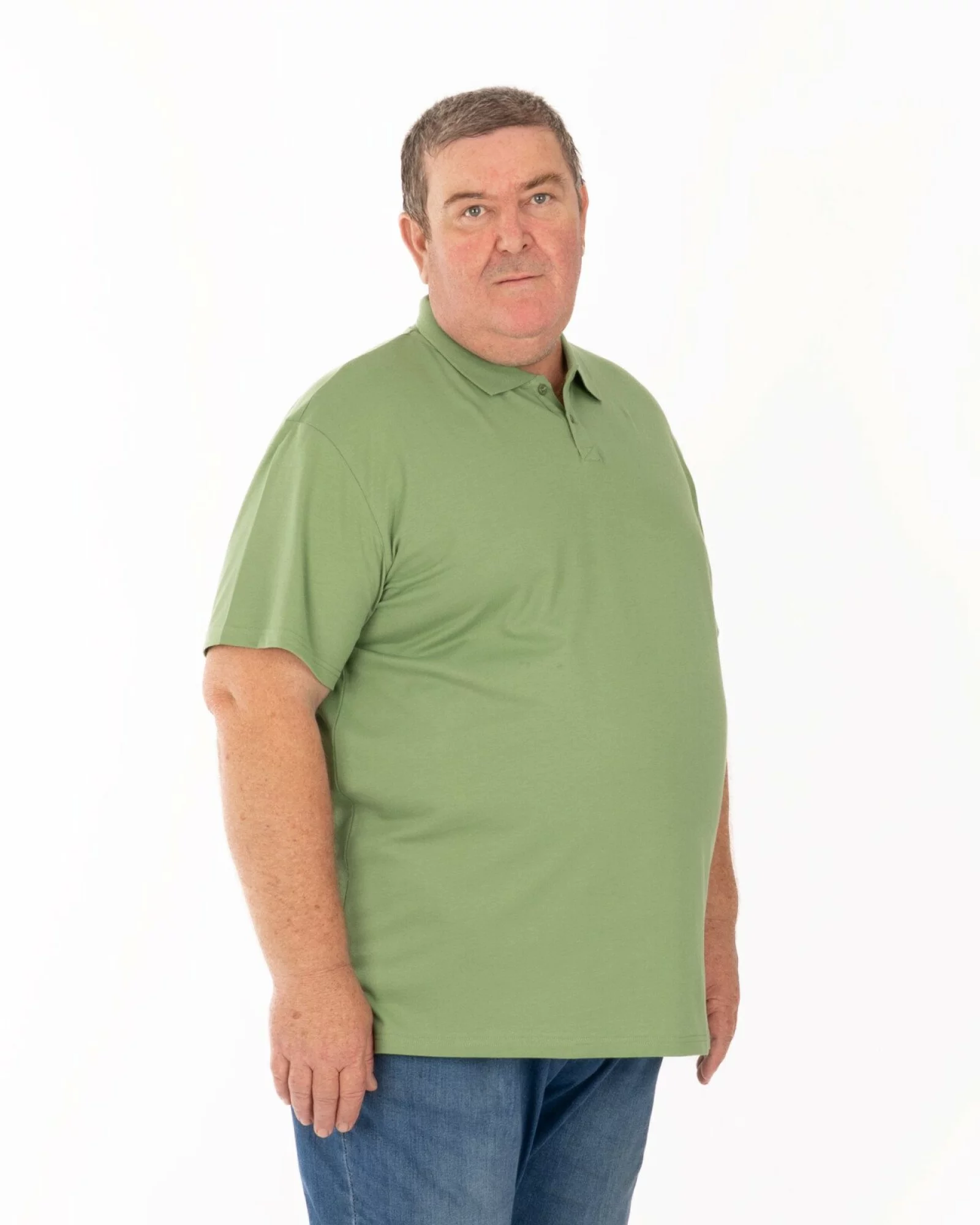 Tricou polo pique mărimi mari kaki din bumbac