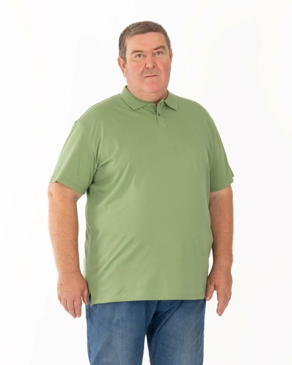 Tricou polo pique mărimi mari kaki din bumbac