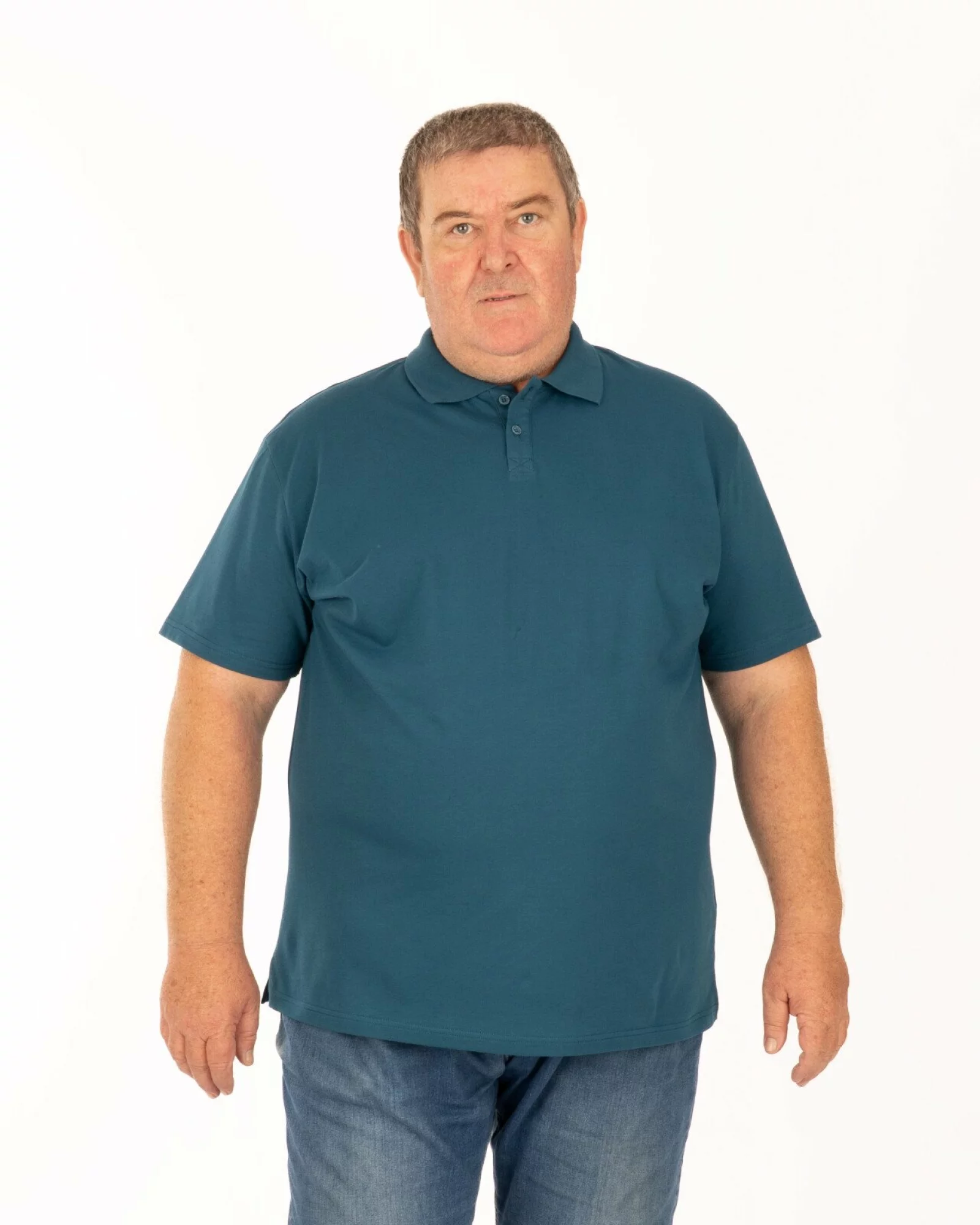 Tricou polo pique mărimi mari petrol din bumbac
