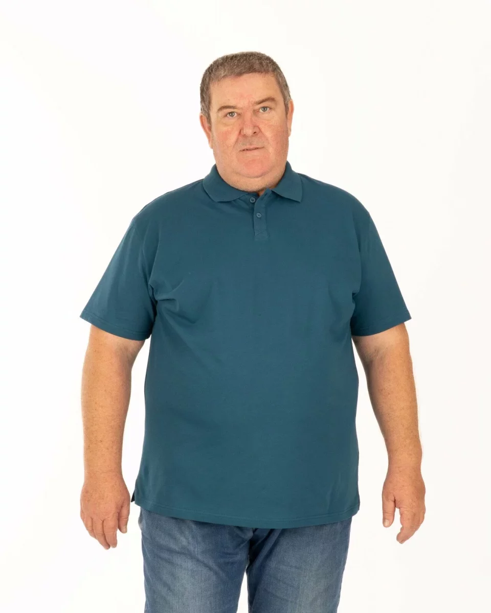 Tricou polo pique mărimi mari petrol din bumbac