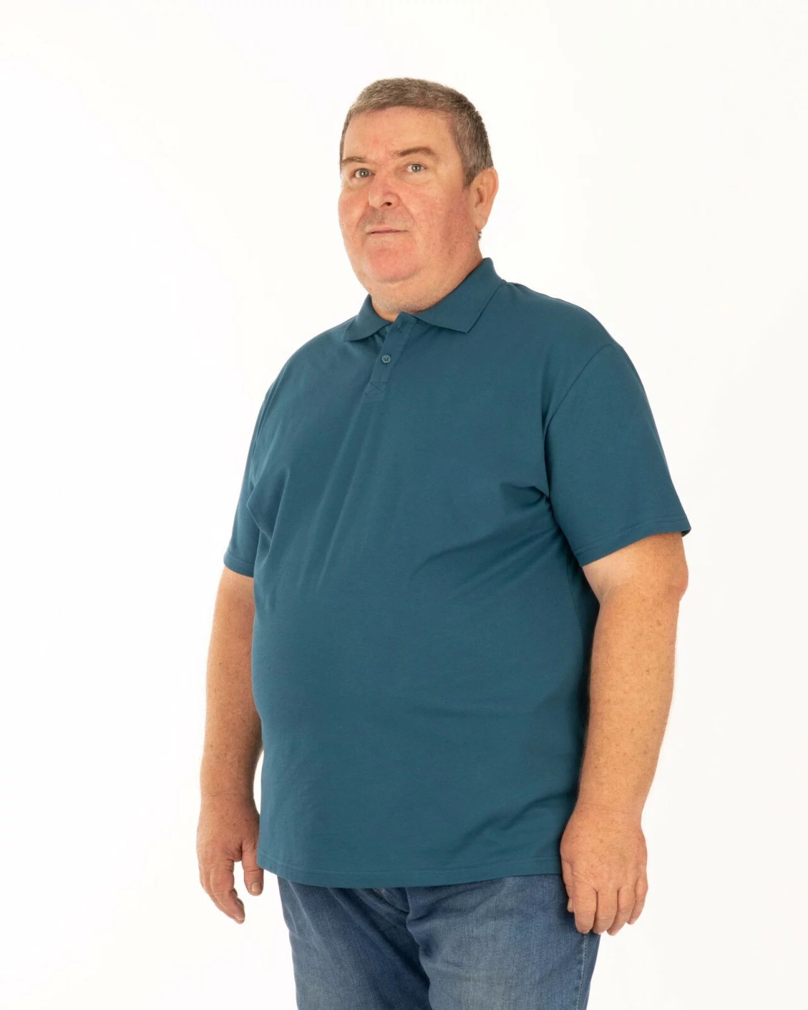 Tricou polo pique mărimi mari petrol din bumbac