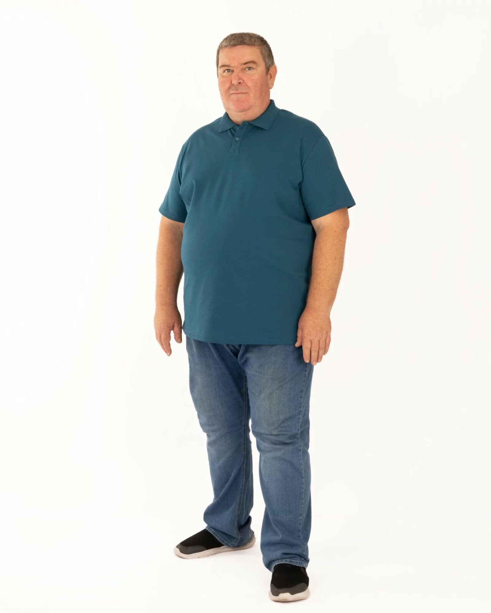 Tricou polo pique mărimi mari petrol din bumbac