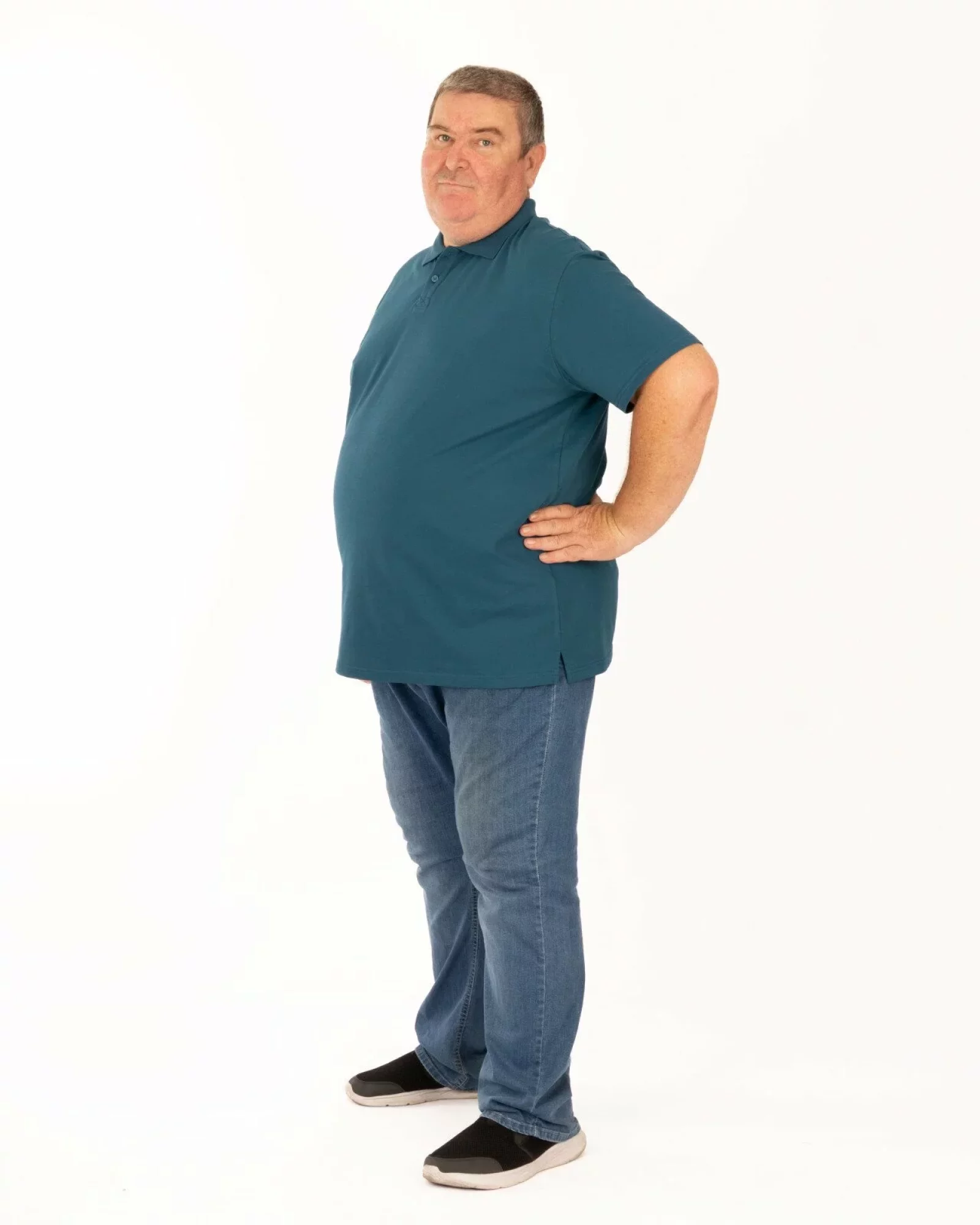 Tricou polo pique mărimi mari petrol din bumbac