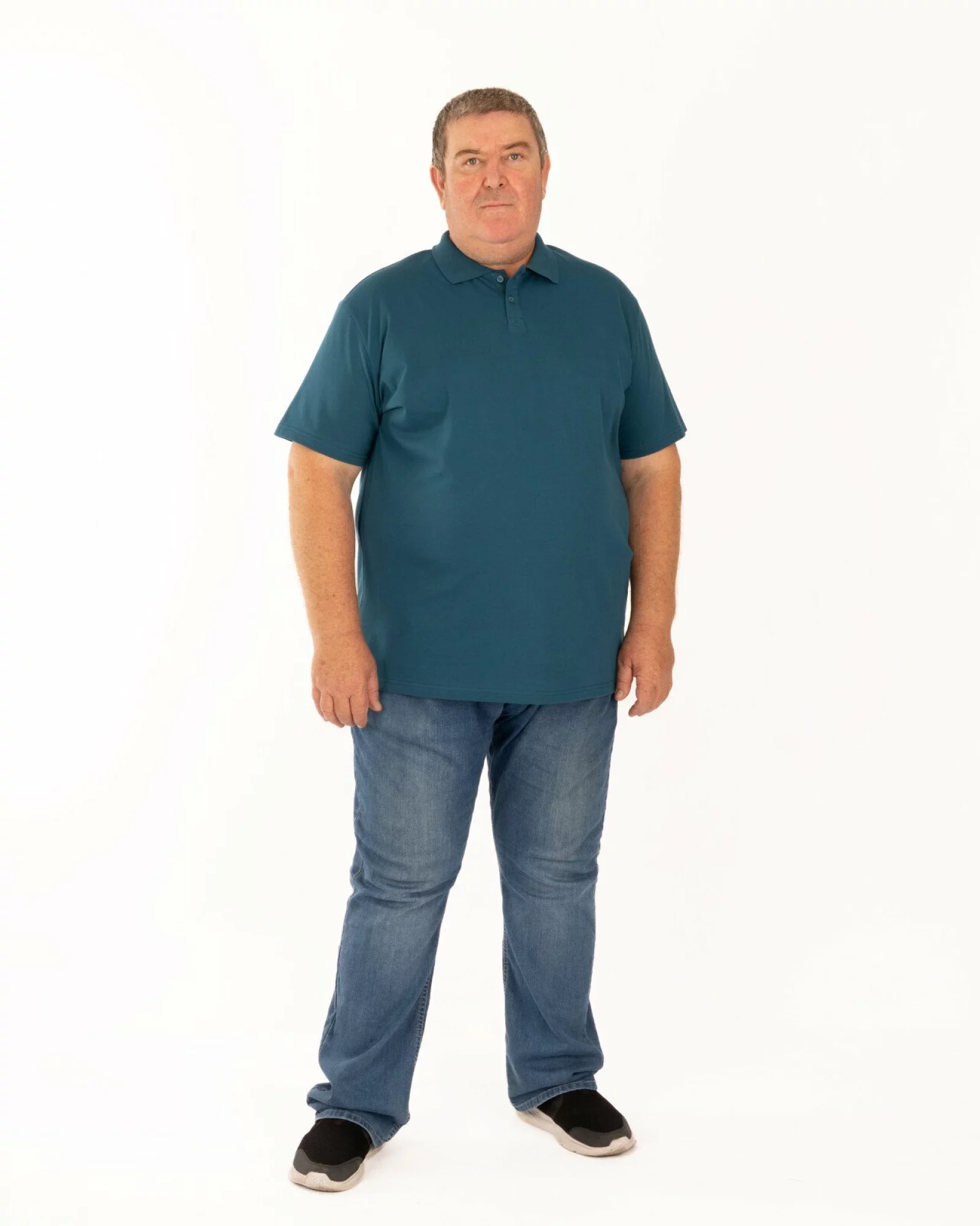 Tricou polo pique mărimi mari petrol din bumbac