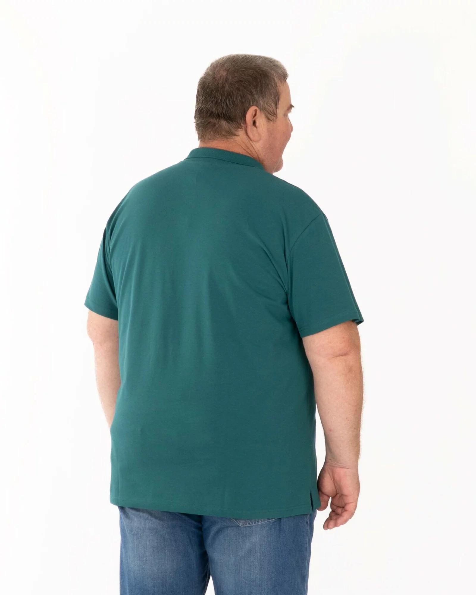 Tricou polo pique mărimi mari verde închis din bumbac