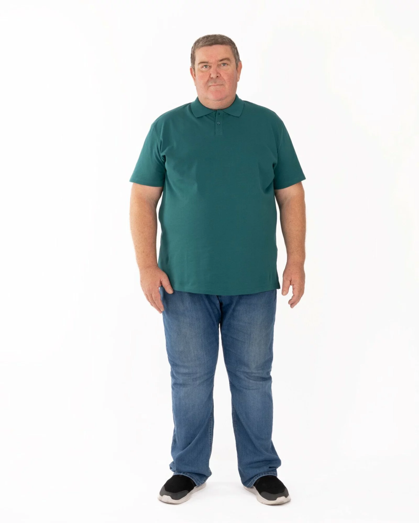 Tricou polo pique mărimi mari verde închis din bumbac