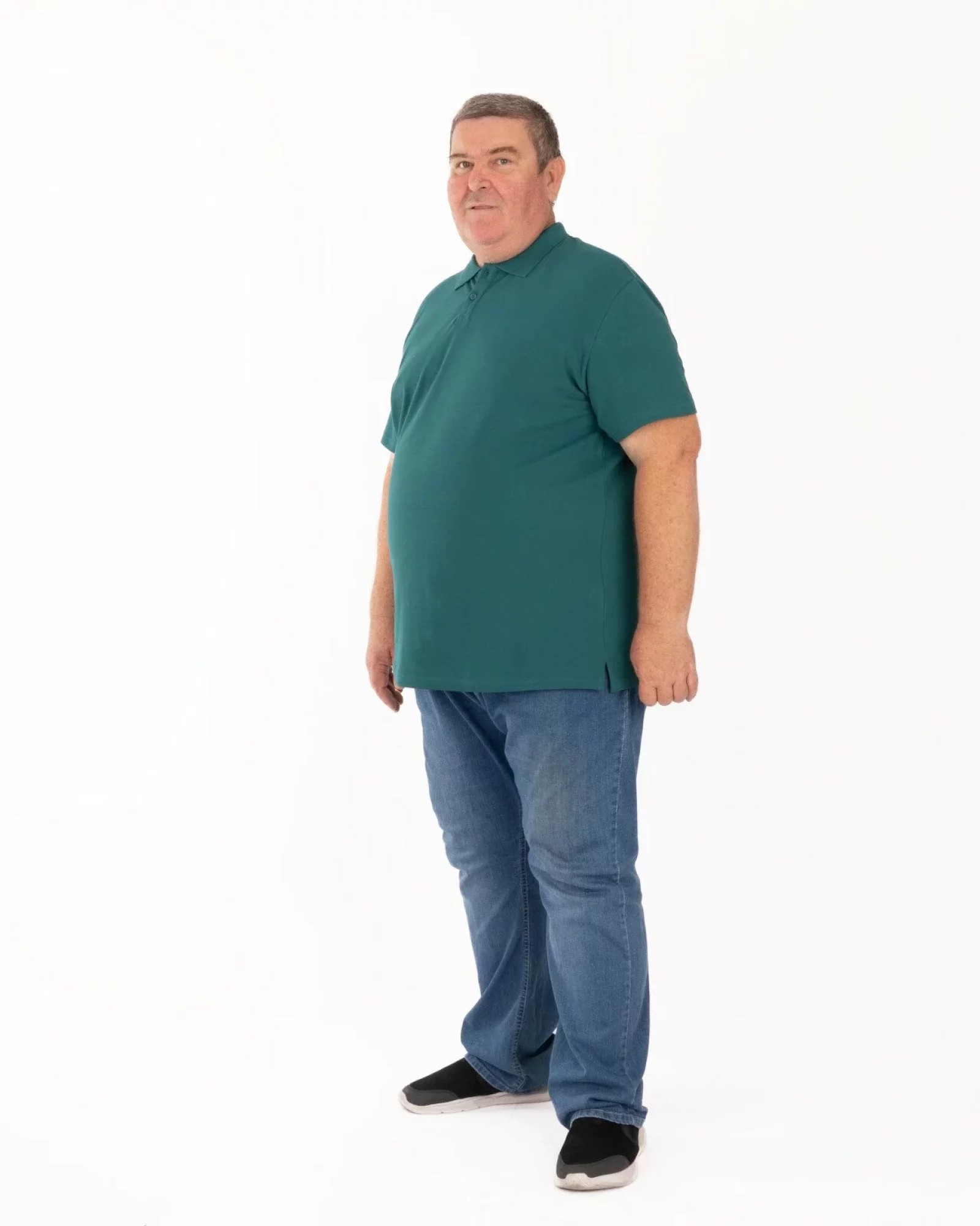 Tricou polo pique mărimi mari verde închis din bumbac