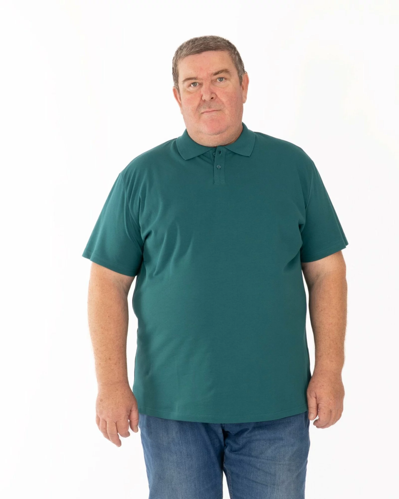 Tricou polo pique mărimi mari verde închis din bumbac