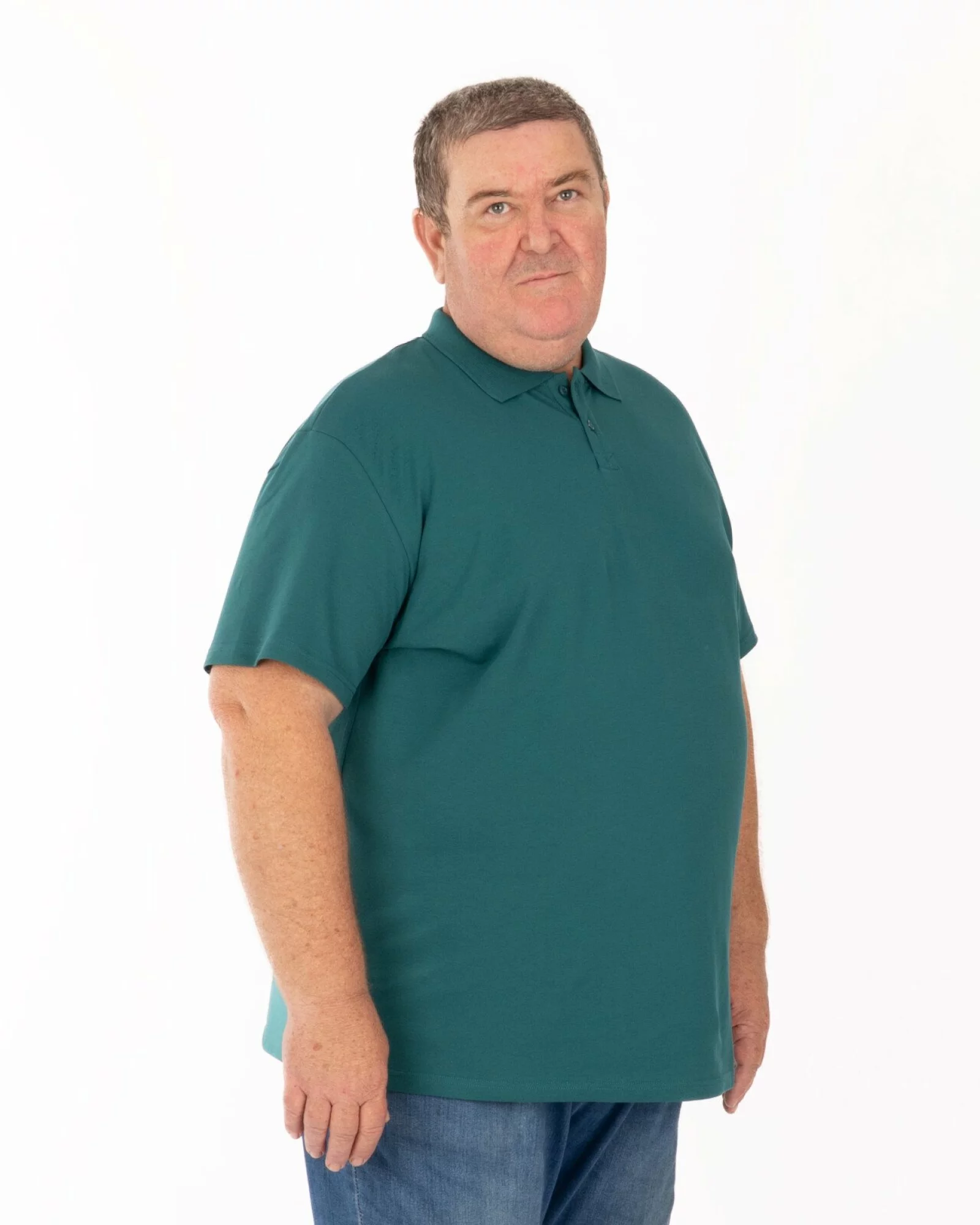 Tricou polo pique mărimi mari verde închis din bumbac