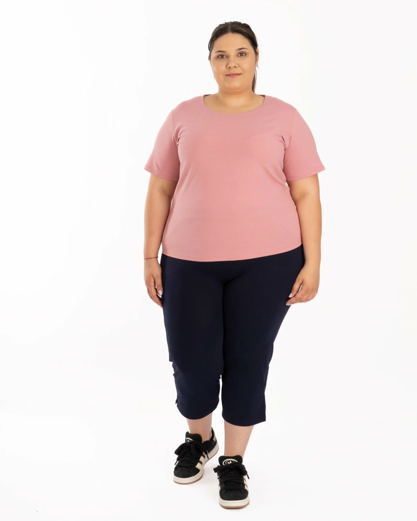 Pantaloni bleumarin 3/4 mărimi mari șliț lateral