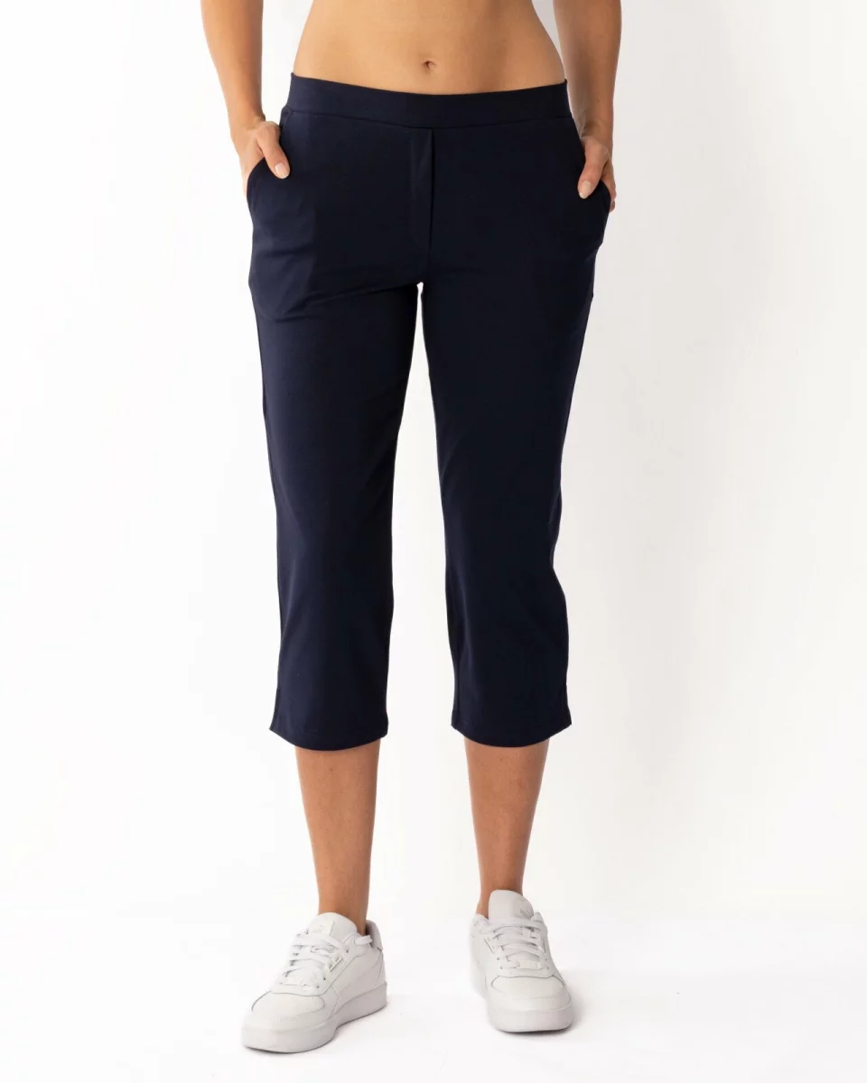 Pantaloni bleumarin 3/4 șliț lateral