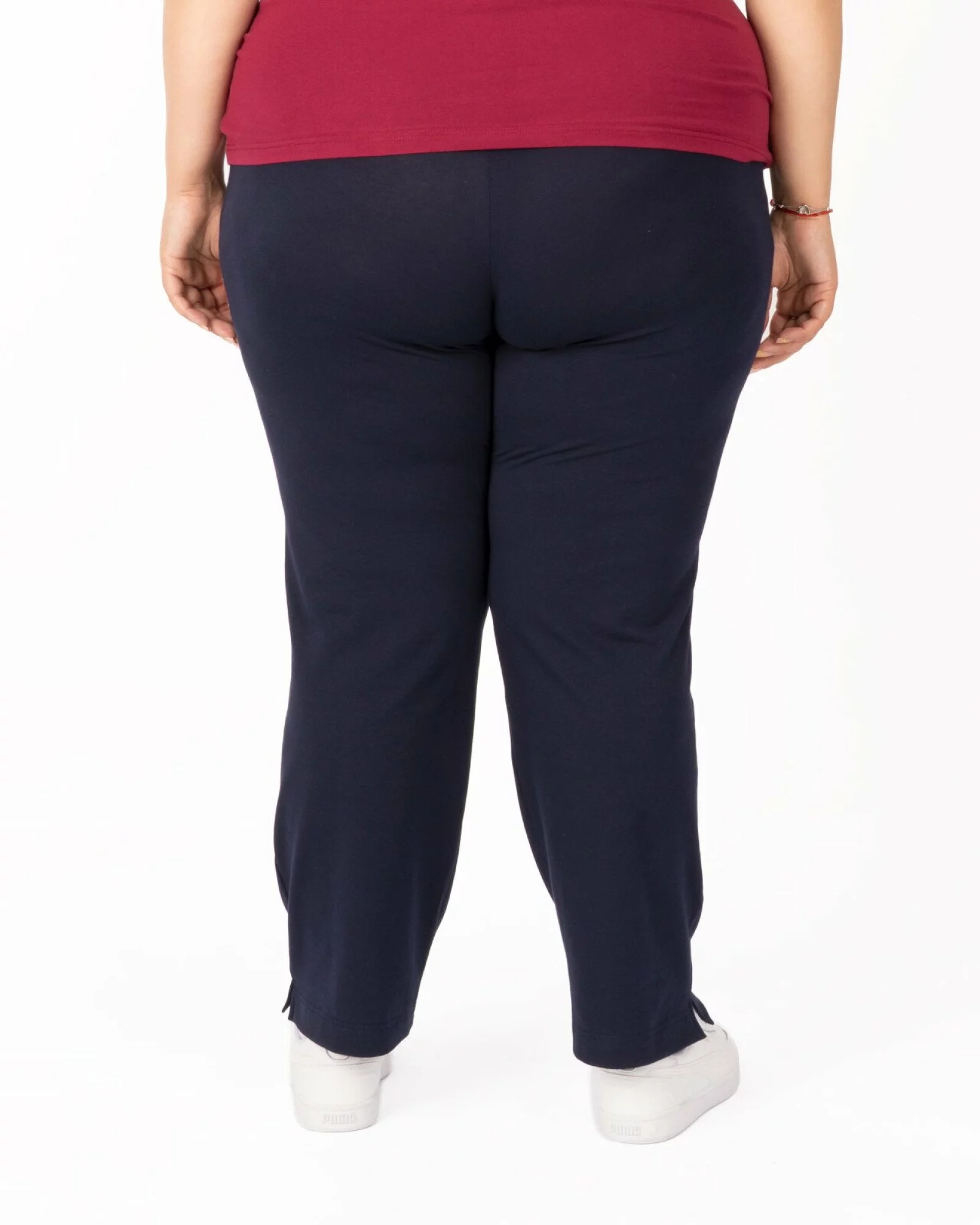 Pantaloni bleumarin 7/8 mărimi mari vară șliț lateral