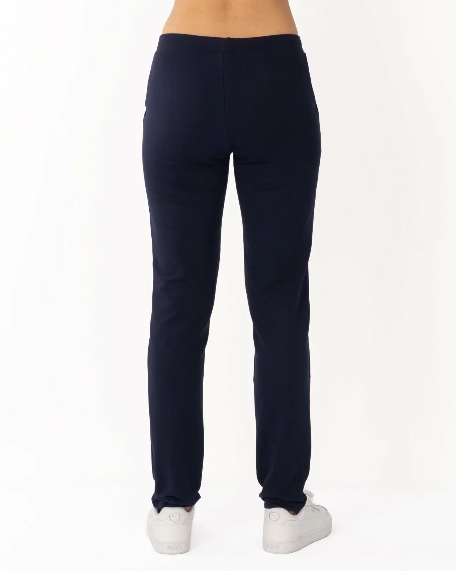 Pantaloni de trening bleumarin conici, interior buclat, cu buzunare oblice