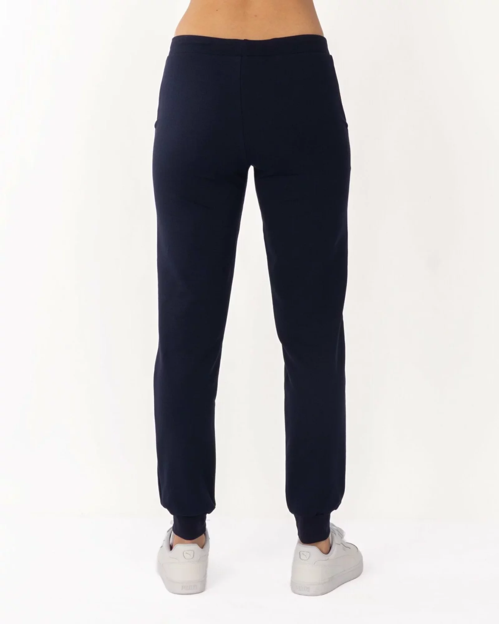 Pantaloni de trening bleumarin conici, cu manșetă, interior buclat
