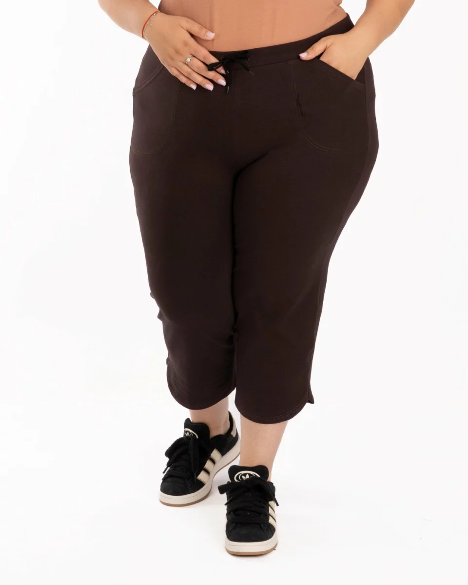 Pantaloni maro 3/4 mărimi mari tiv lalea