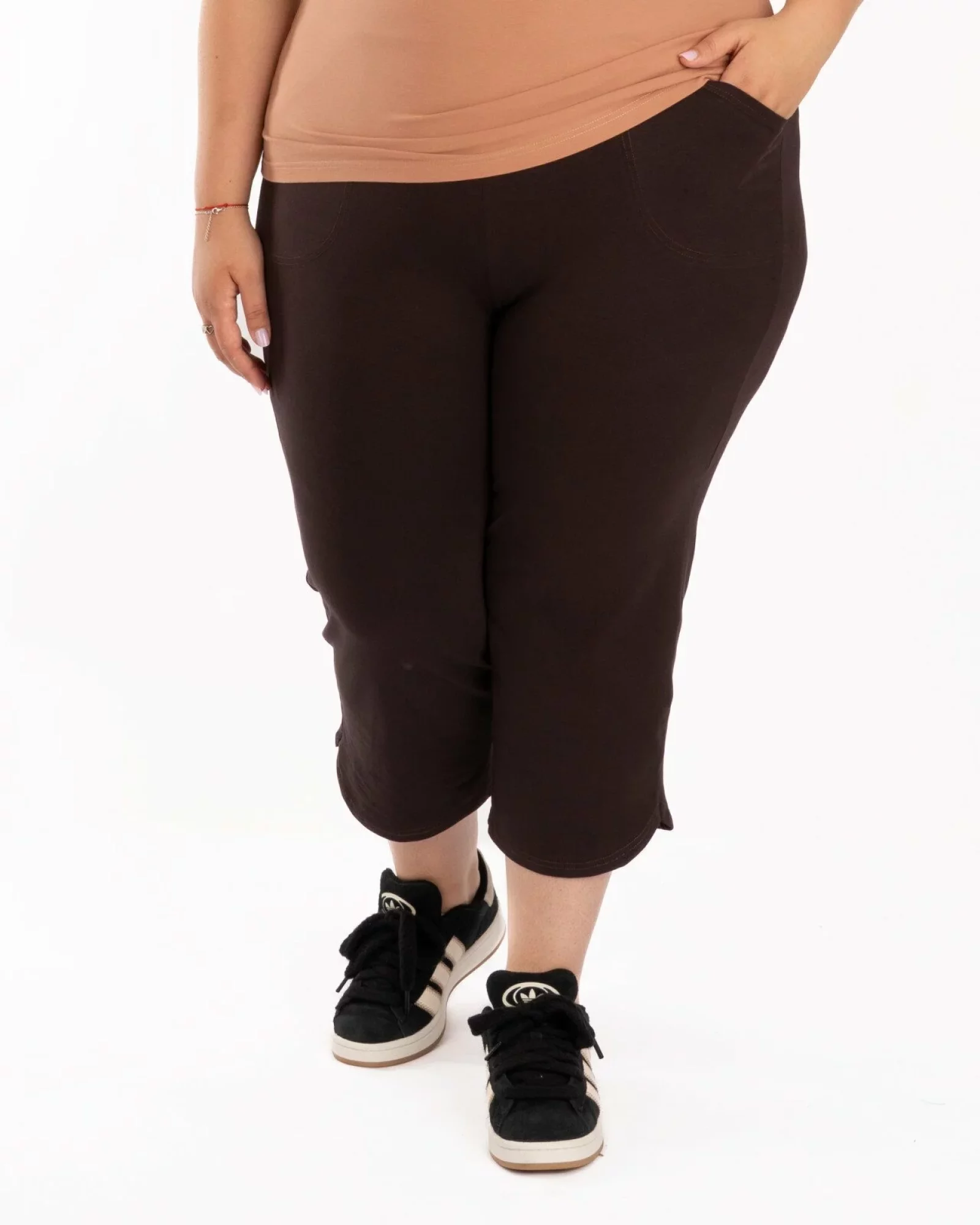 Pantaloni maro 3/4 mărimi mari tiv lalea