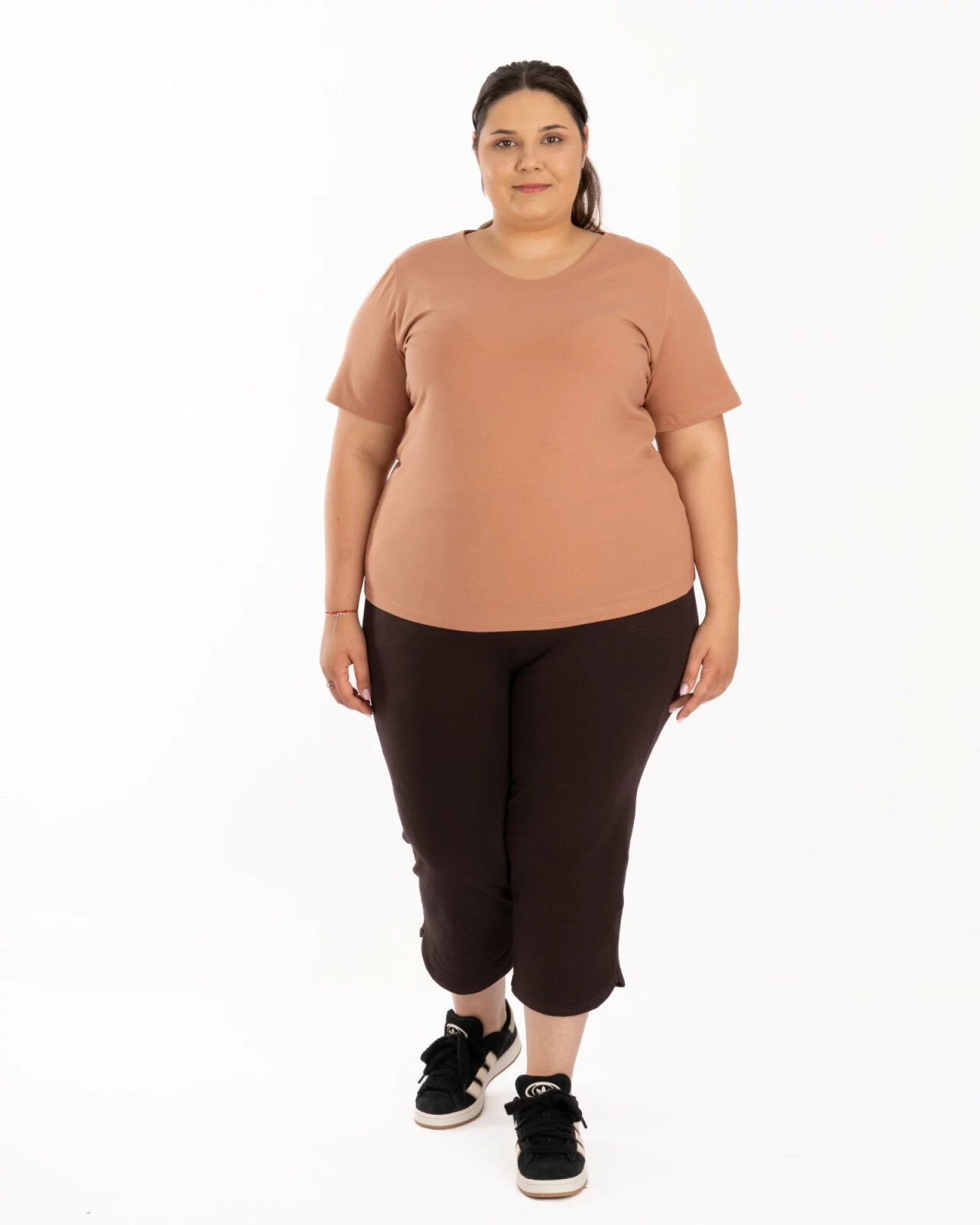 Pantaloni maro 3/4 mărimi mari tiv lalea
