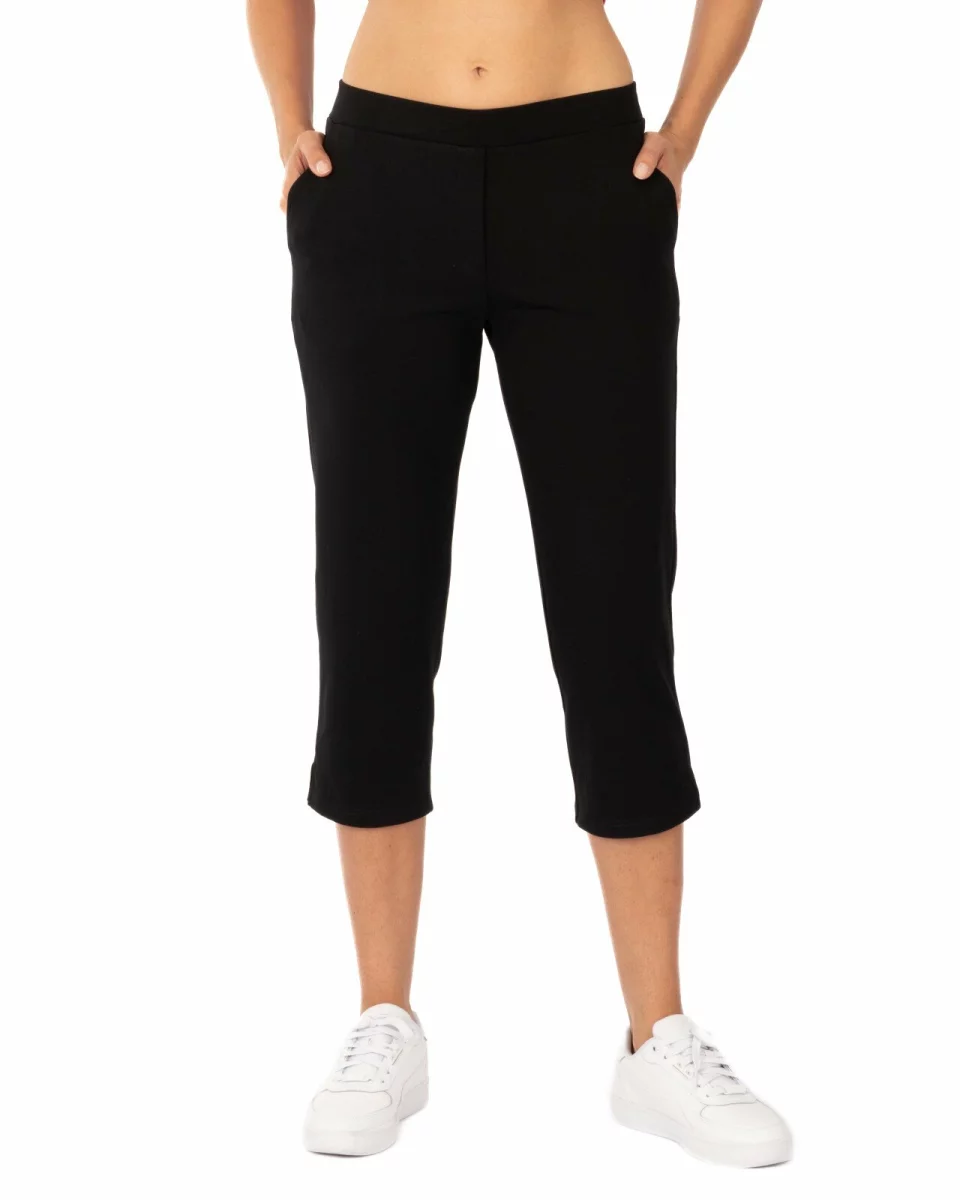 Pantaloni negri 3/4 șliț lateral