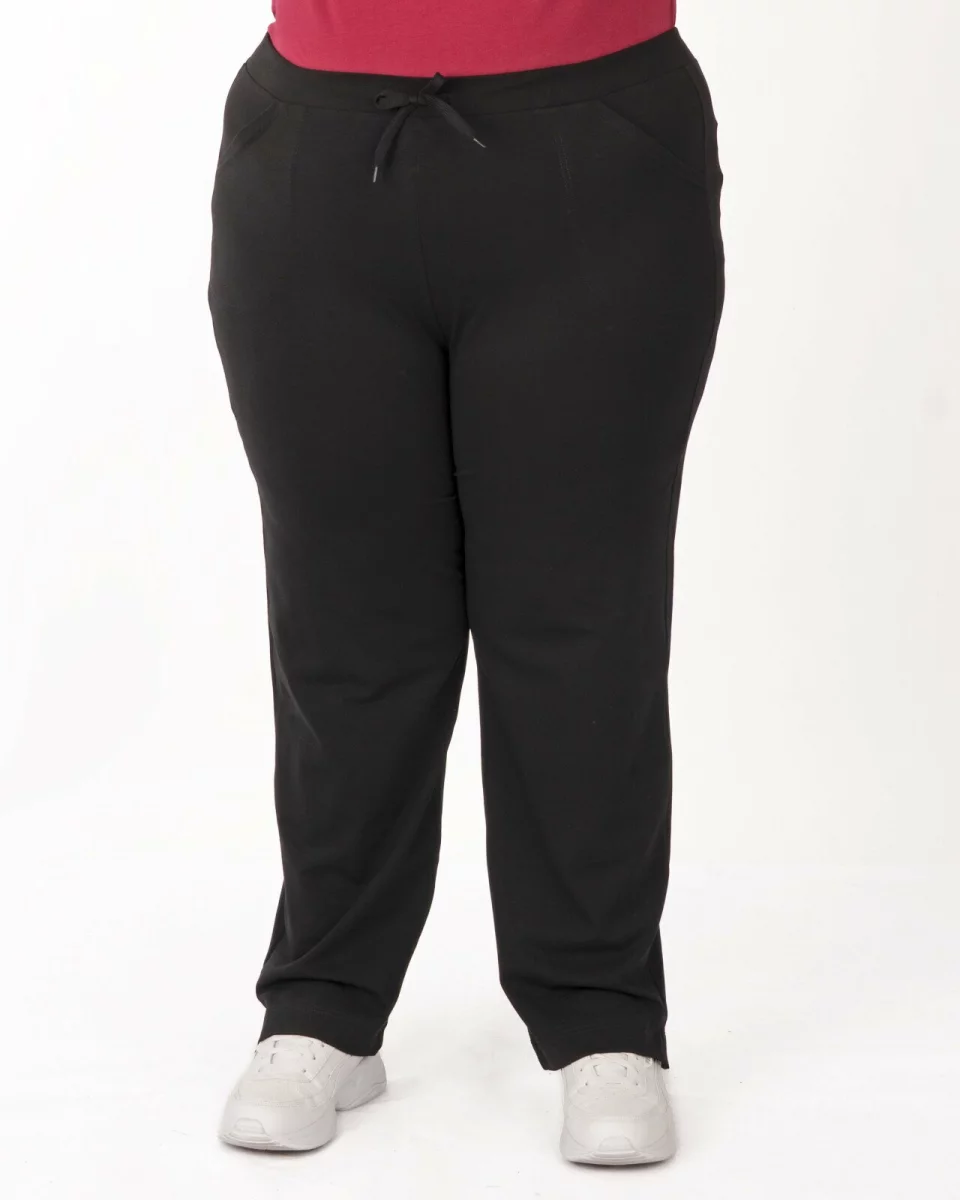 Pantaloni negri 7/8 mărimi mari vară șliț lateral