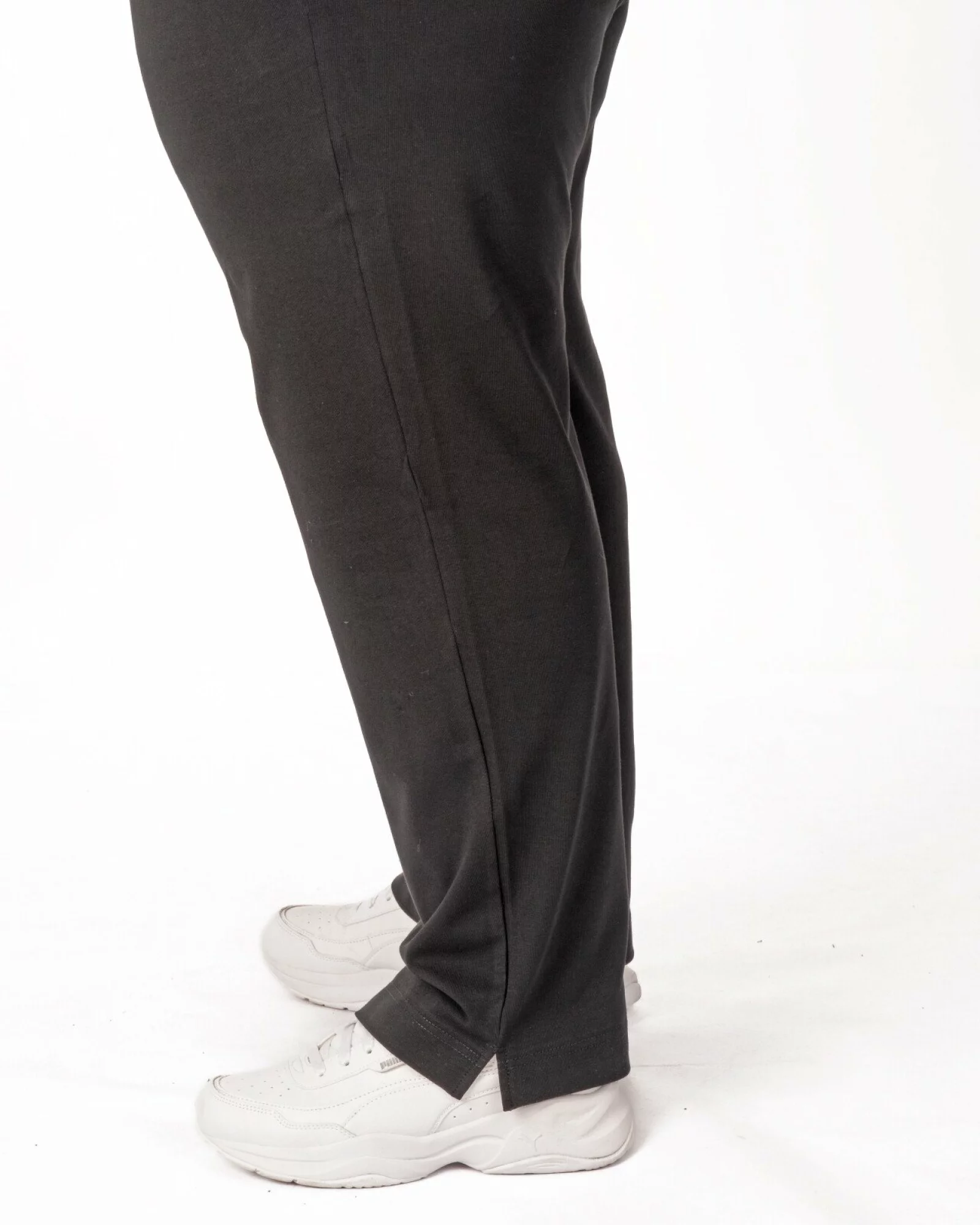 Pantaloni negri 7/8 mărimi mari vară șliț lateral