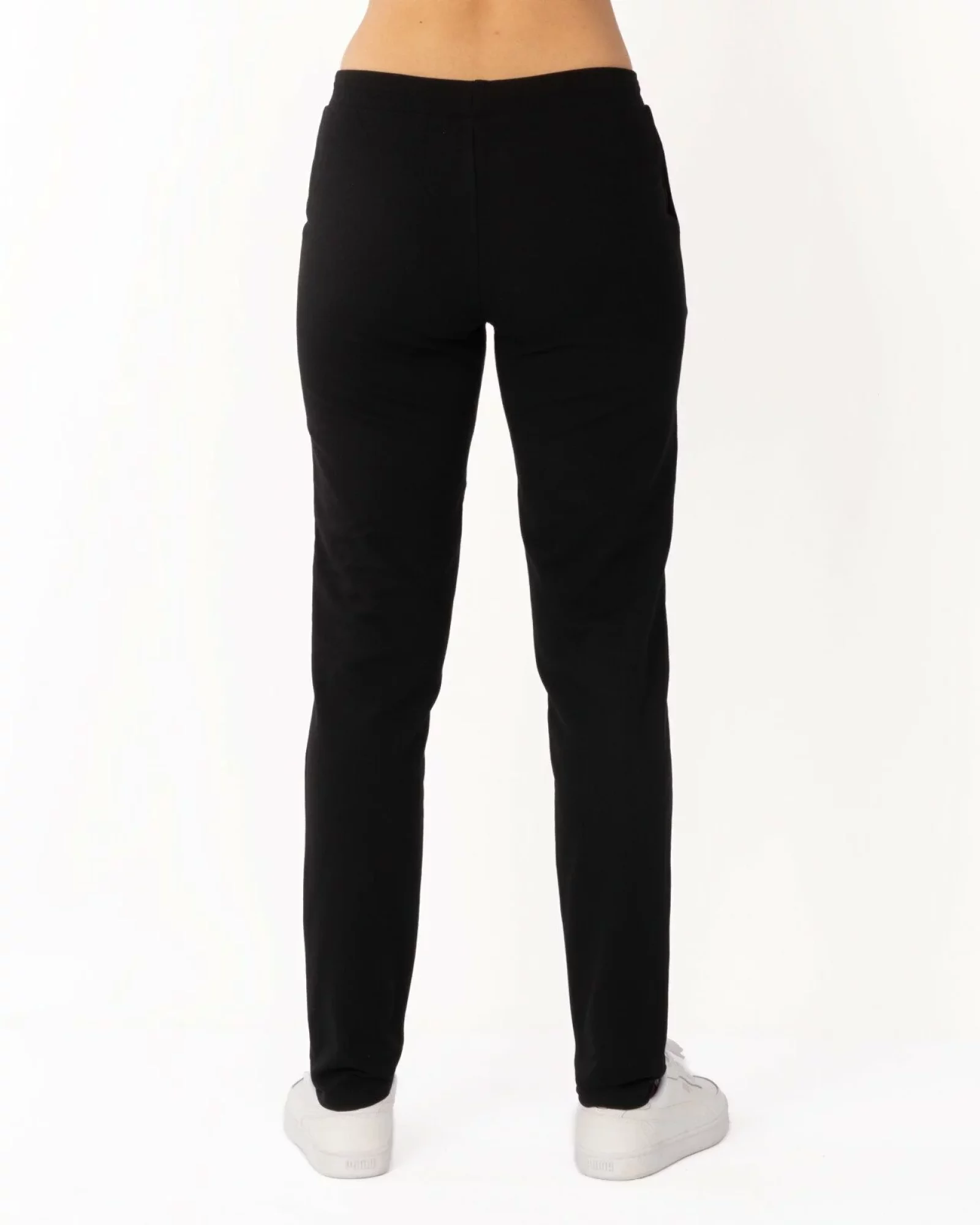 Pantaloni de trening negri conici, interior buclat, cu buzunare oblice