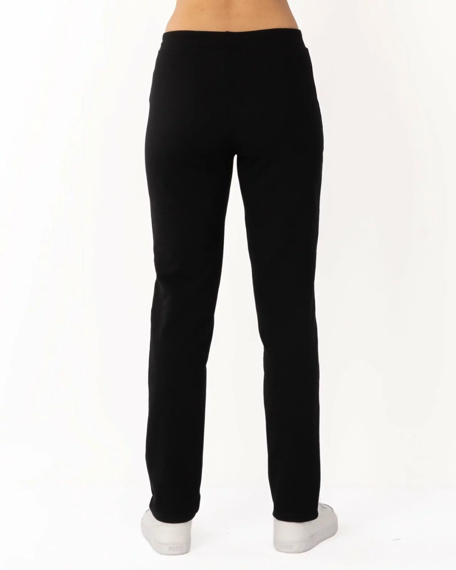 Pantaloni de trening negri conici, interior buclat, cu buzunare cu fermoar