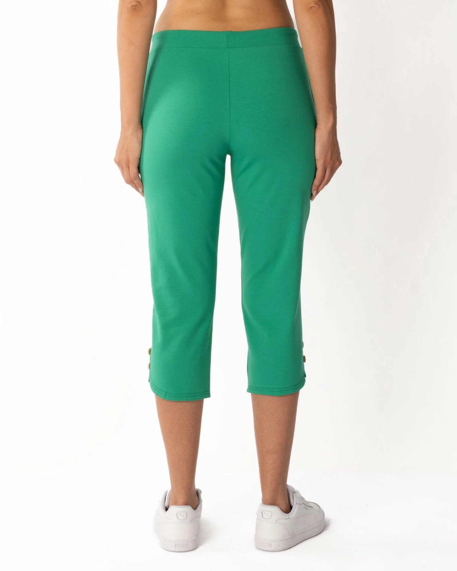 Pantaloni verzi 3/4 nasturi laterali