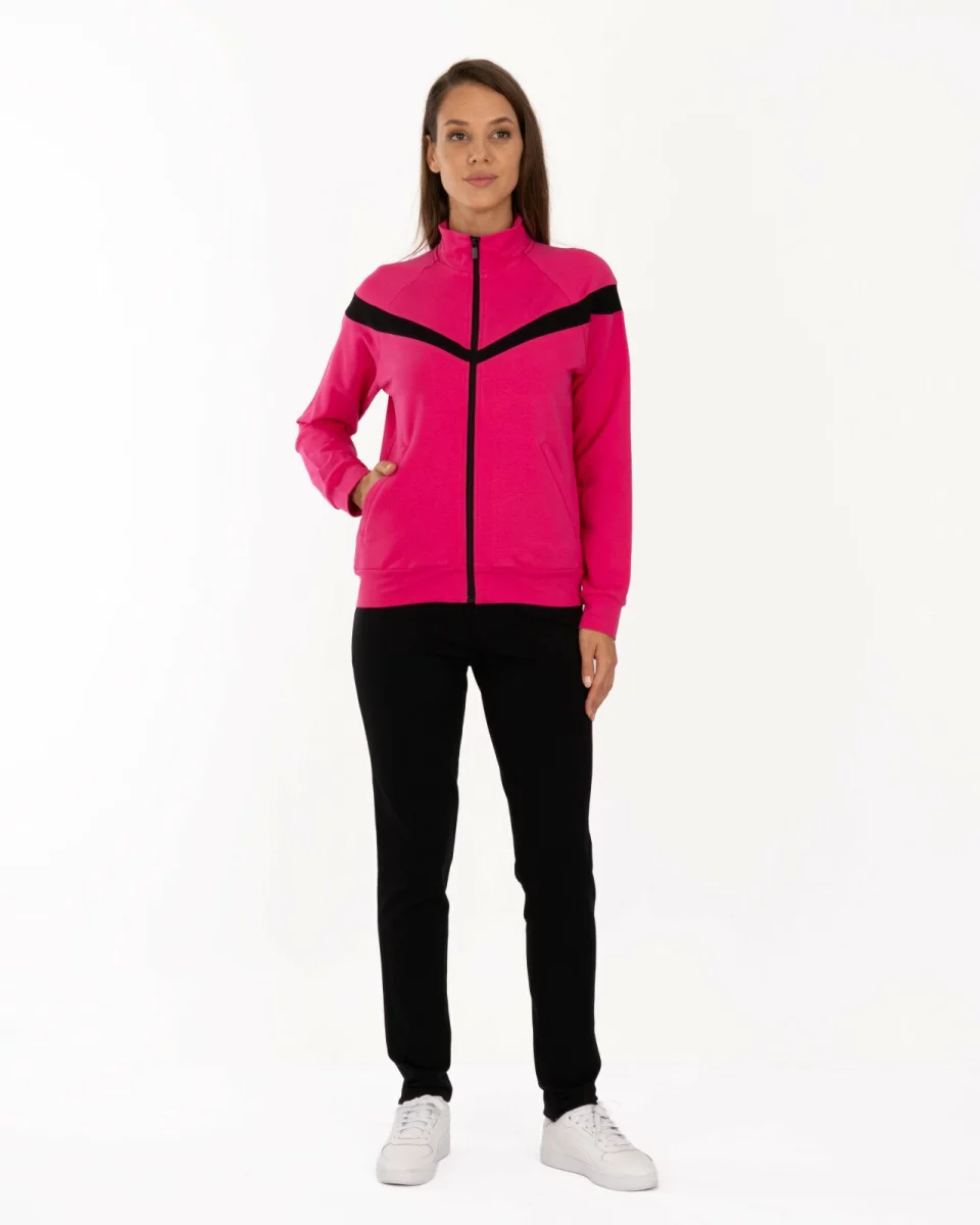 Trening roz fuchsia bumbac elastan linii contrastante