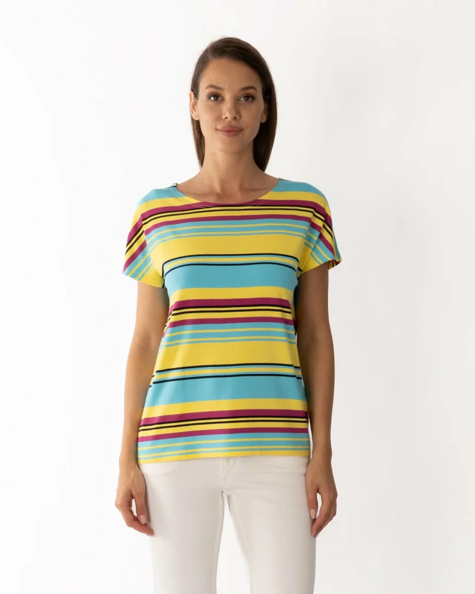 Tricou vâscoză elastan cu dungi