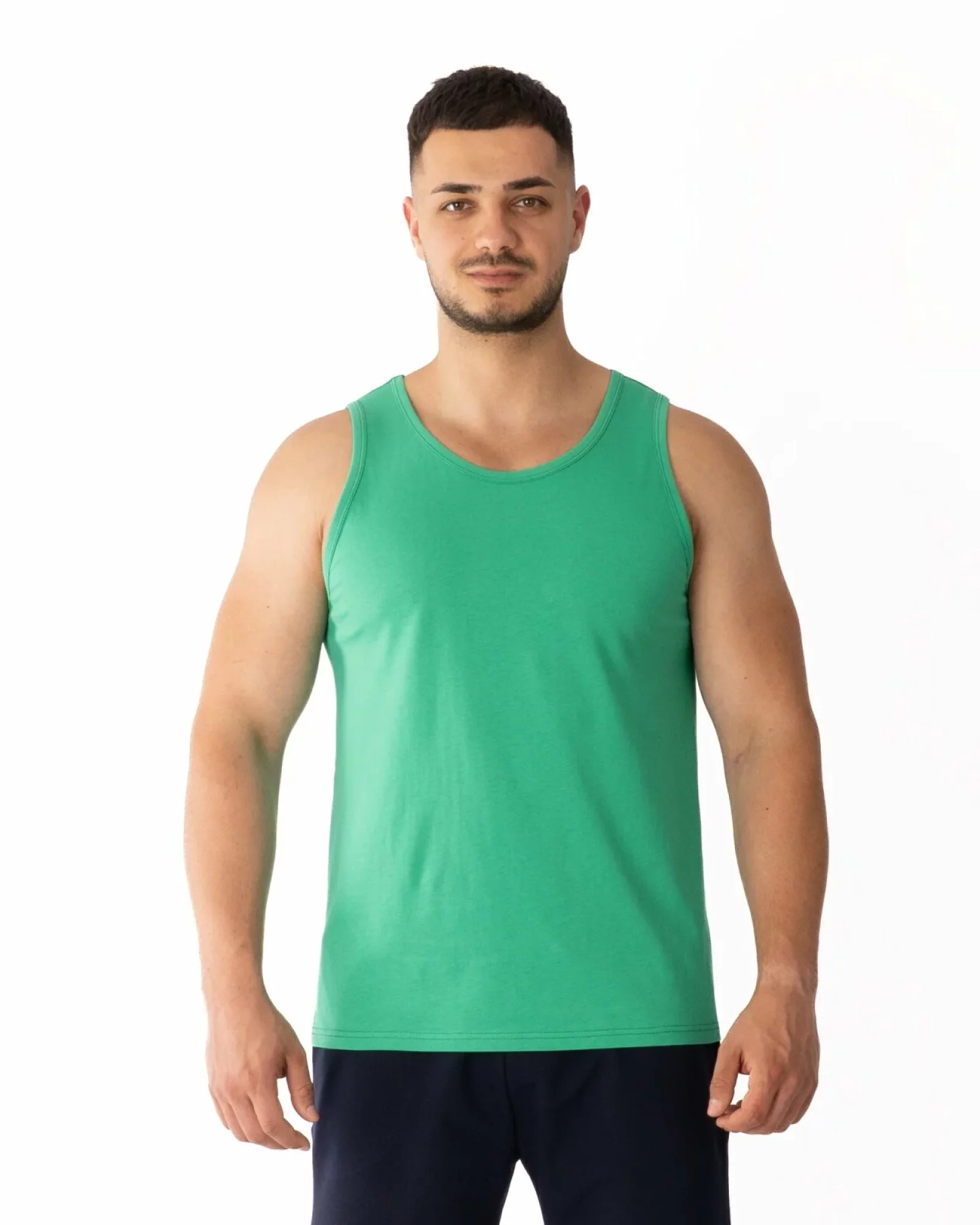 Maiou bărbați verde bumbac croi lejer