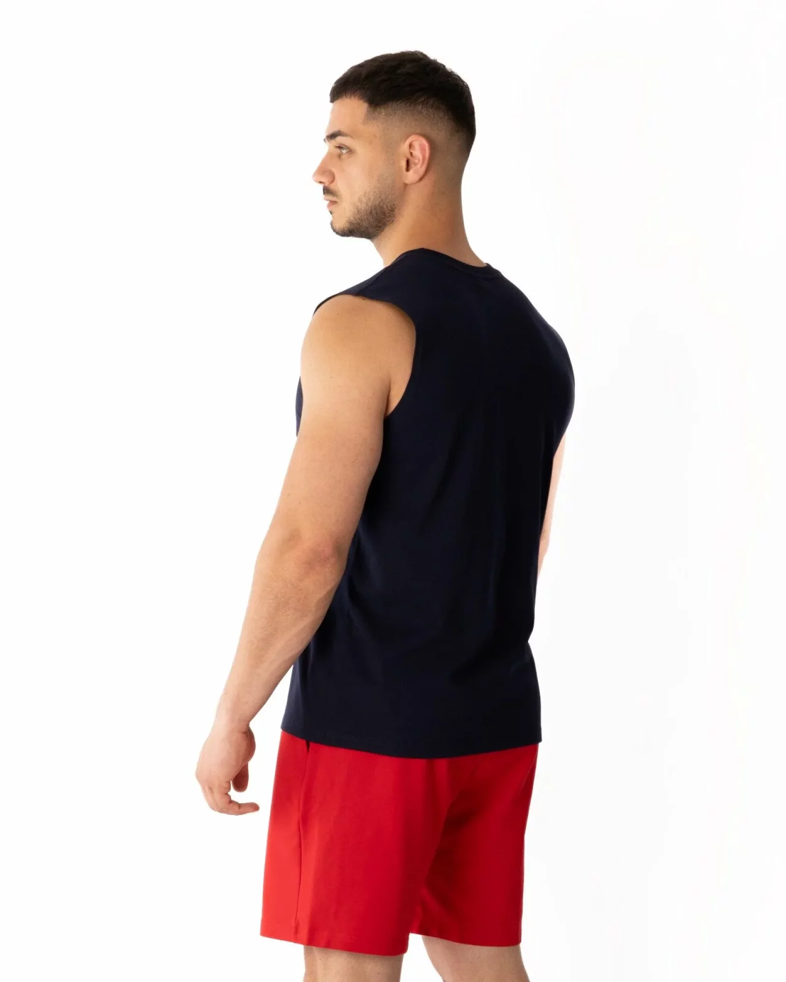 Tricou fără mâneci bărbați bleumarin bumbac