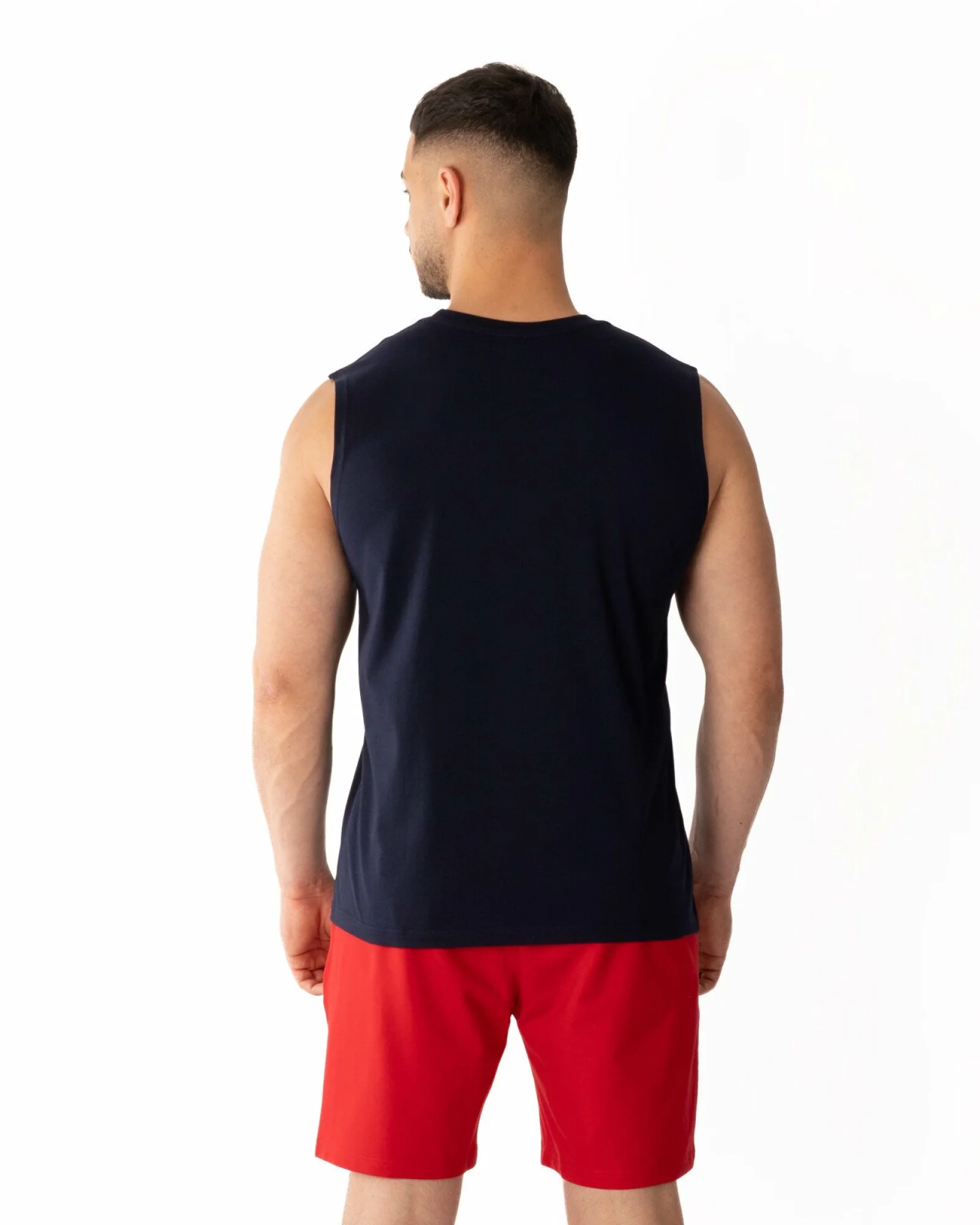 Tricou fără mâneci bărbați bleumarin bumbac
