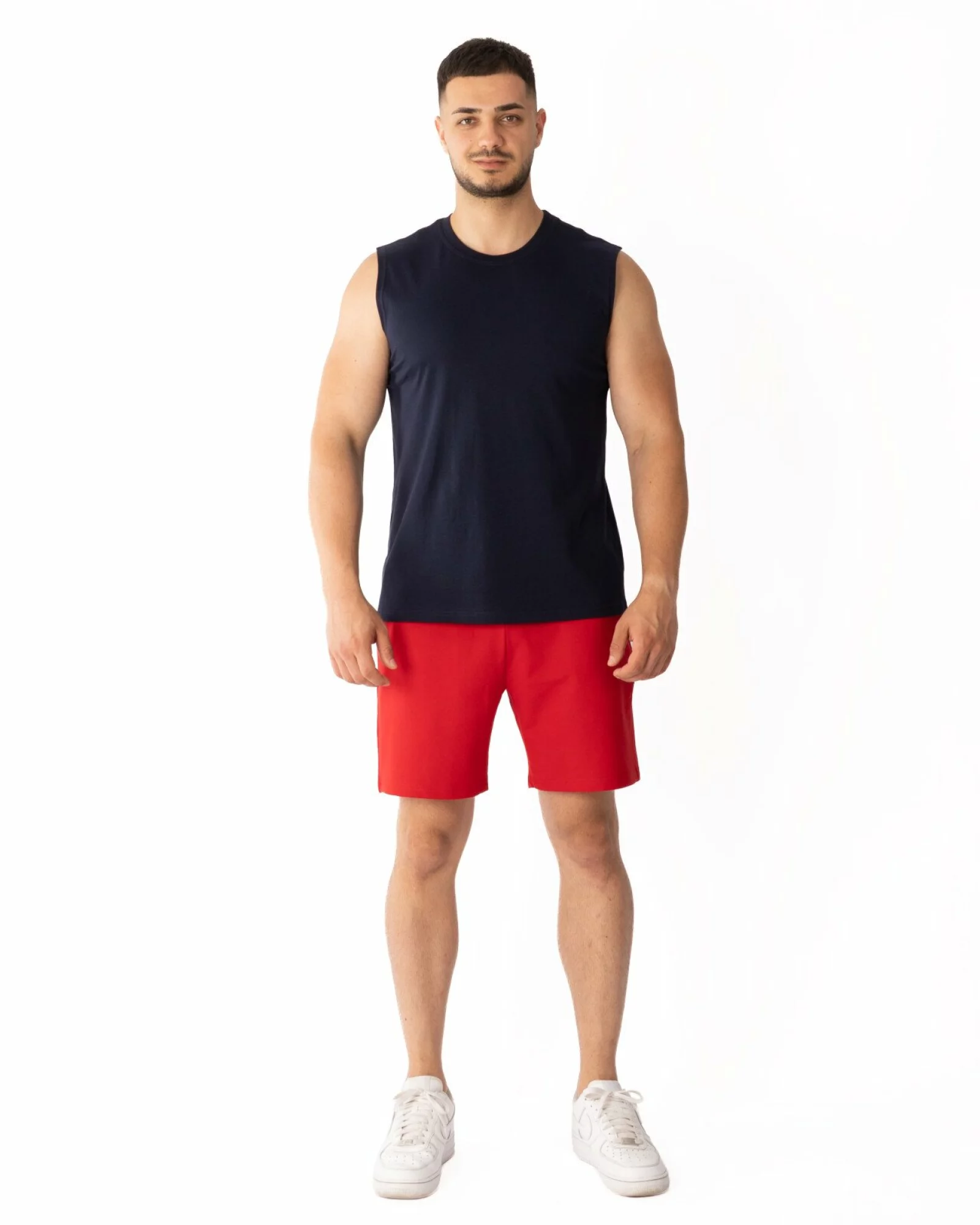 Tricou fără mâneci bărbați bleumarin bumbac