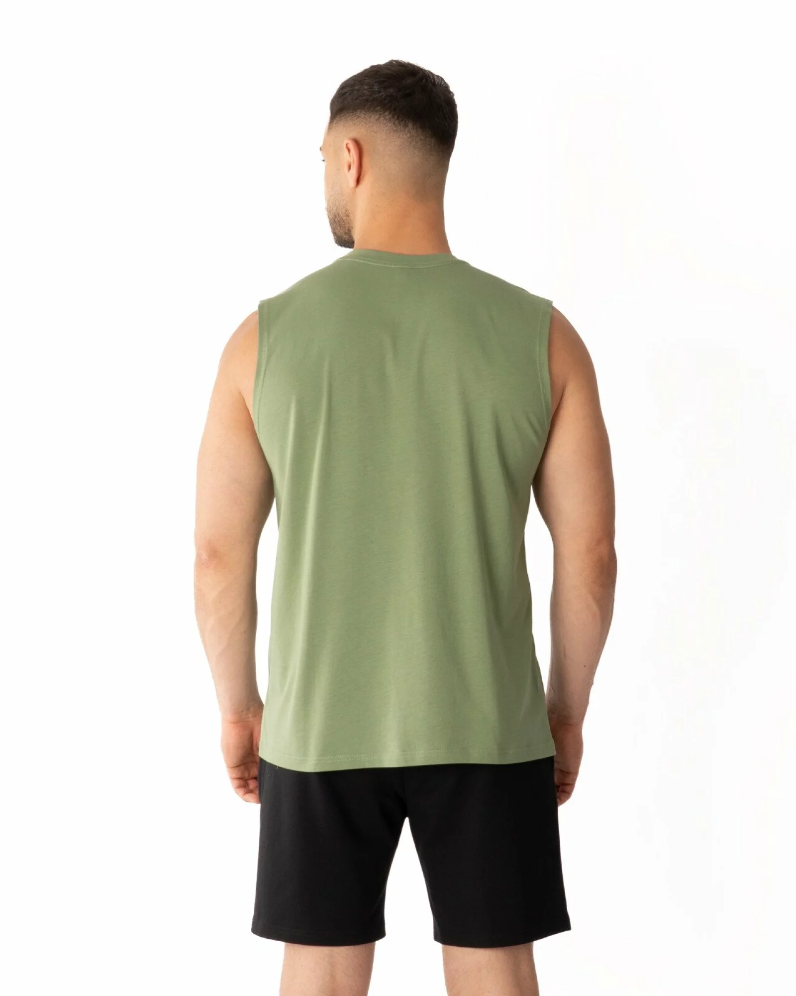 Tricou fără mâneci bărbați kaki bumbac