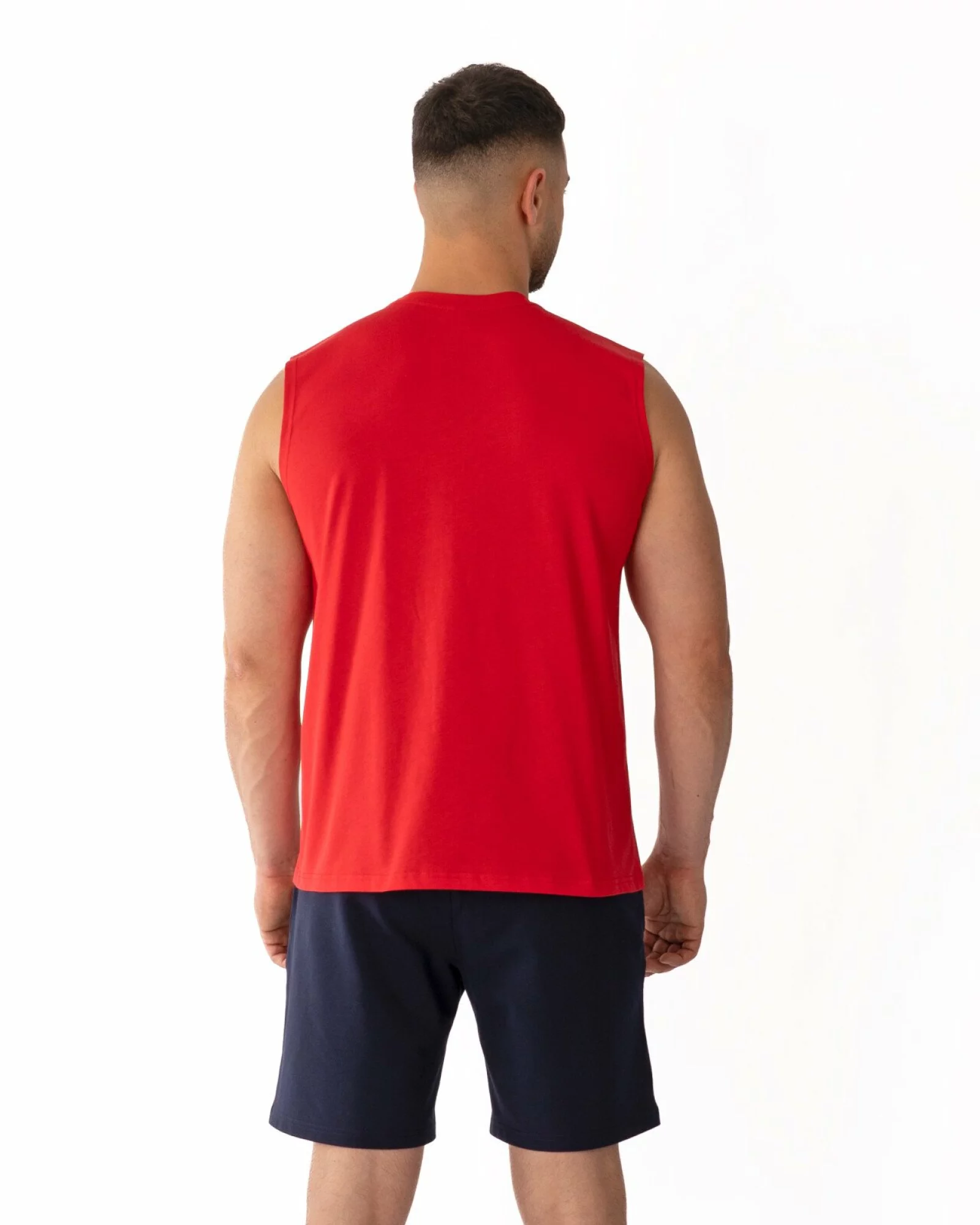 Tricou fără mâneci bărbați roșu bumbac