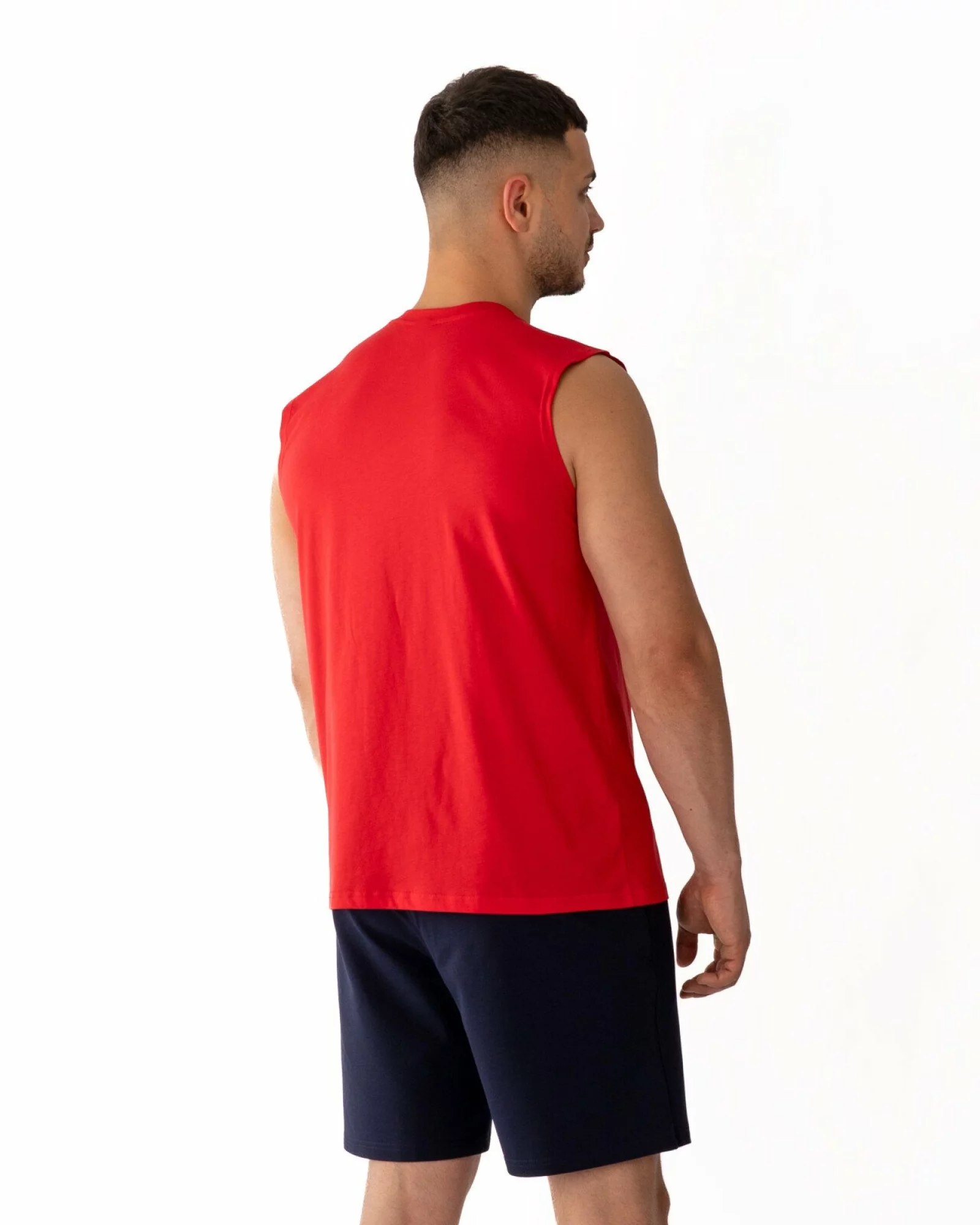 Tricou fără mâneci bărbați roșu bumbac
